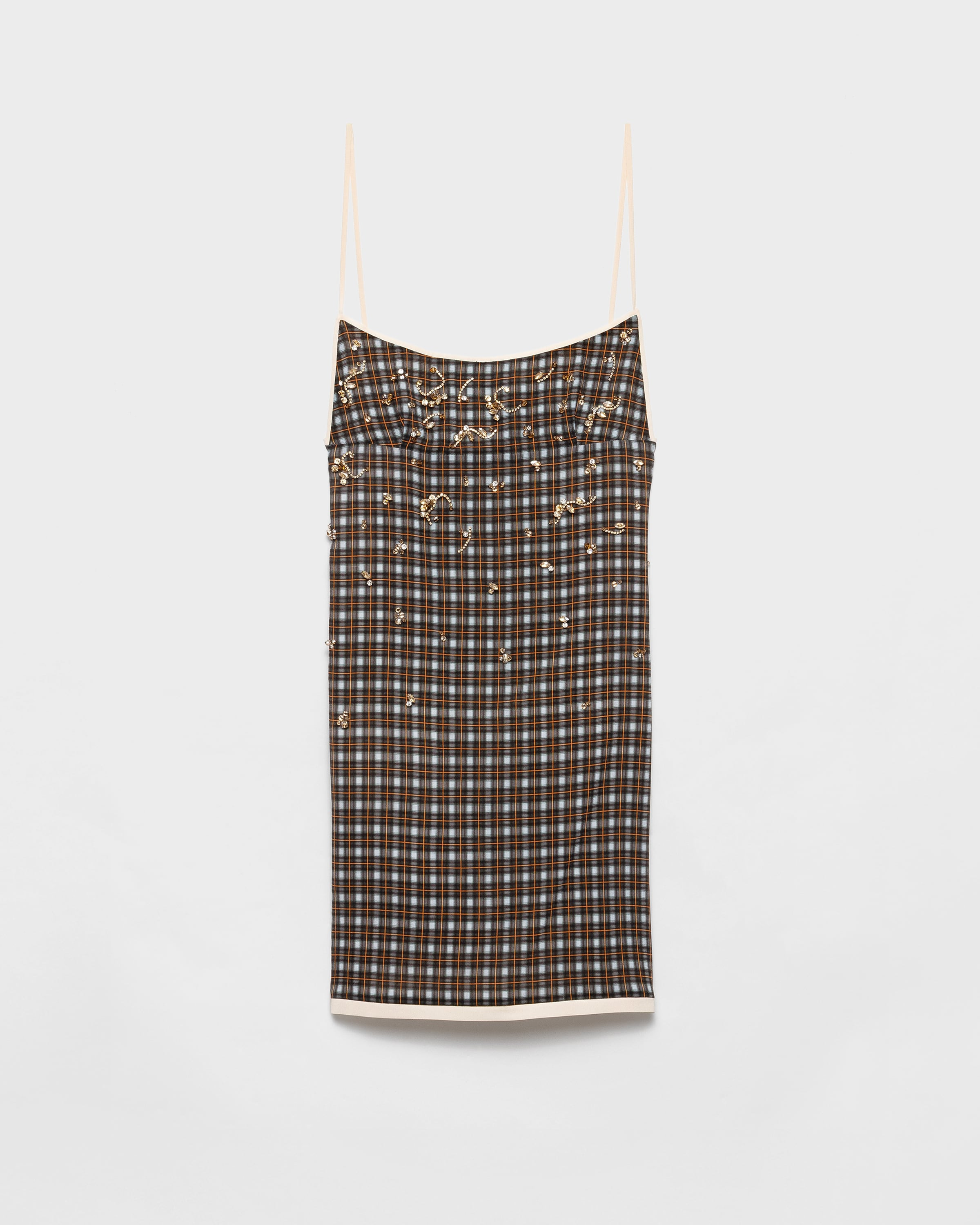 Embellished checked georgette mini-dress - 1
