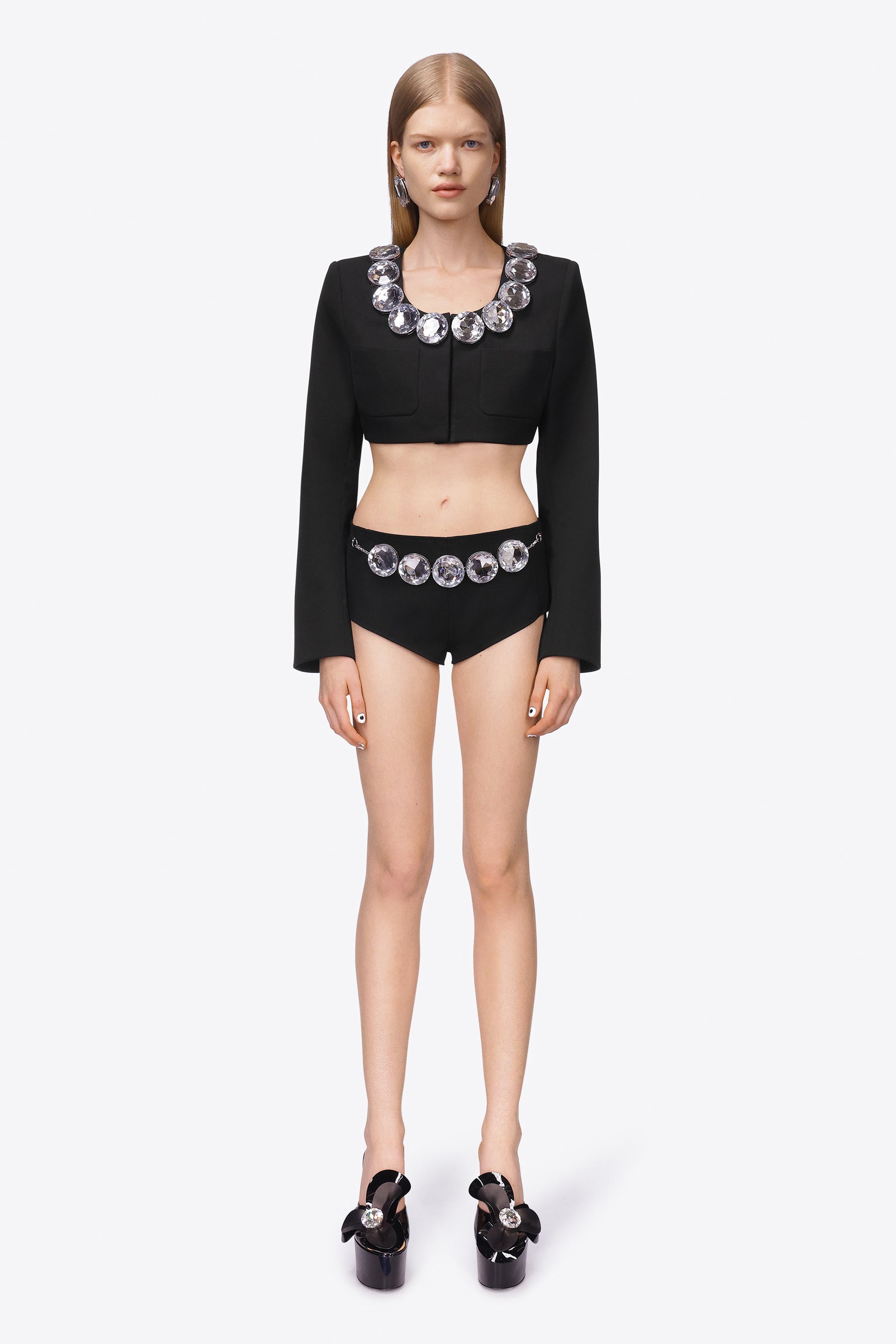 JUMBO CRYSTAL CROPPED BLAZER - 3