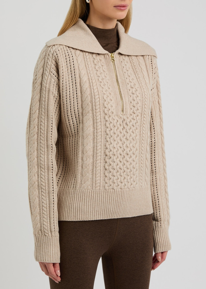 VARLEY Varley Camello Half-zip Cable-knit Jumper outlook