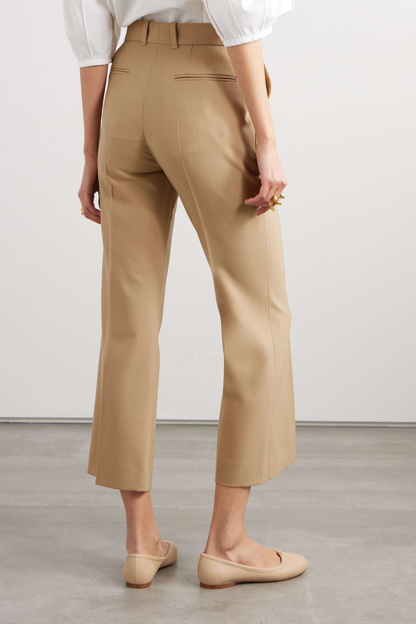 Cropped wool bootcut pants - 3