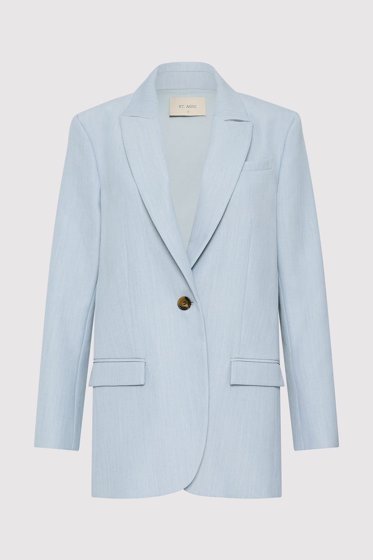Single Button Tailored Blazer - Stone Blue - 1