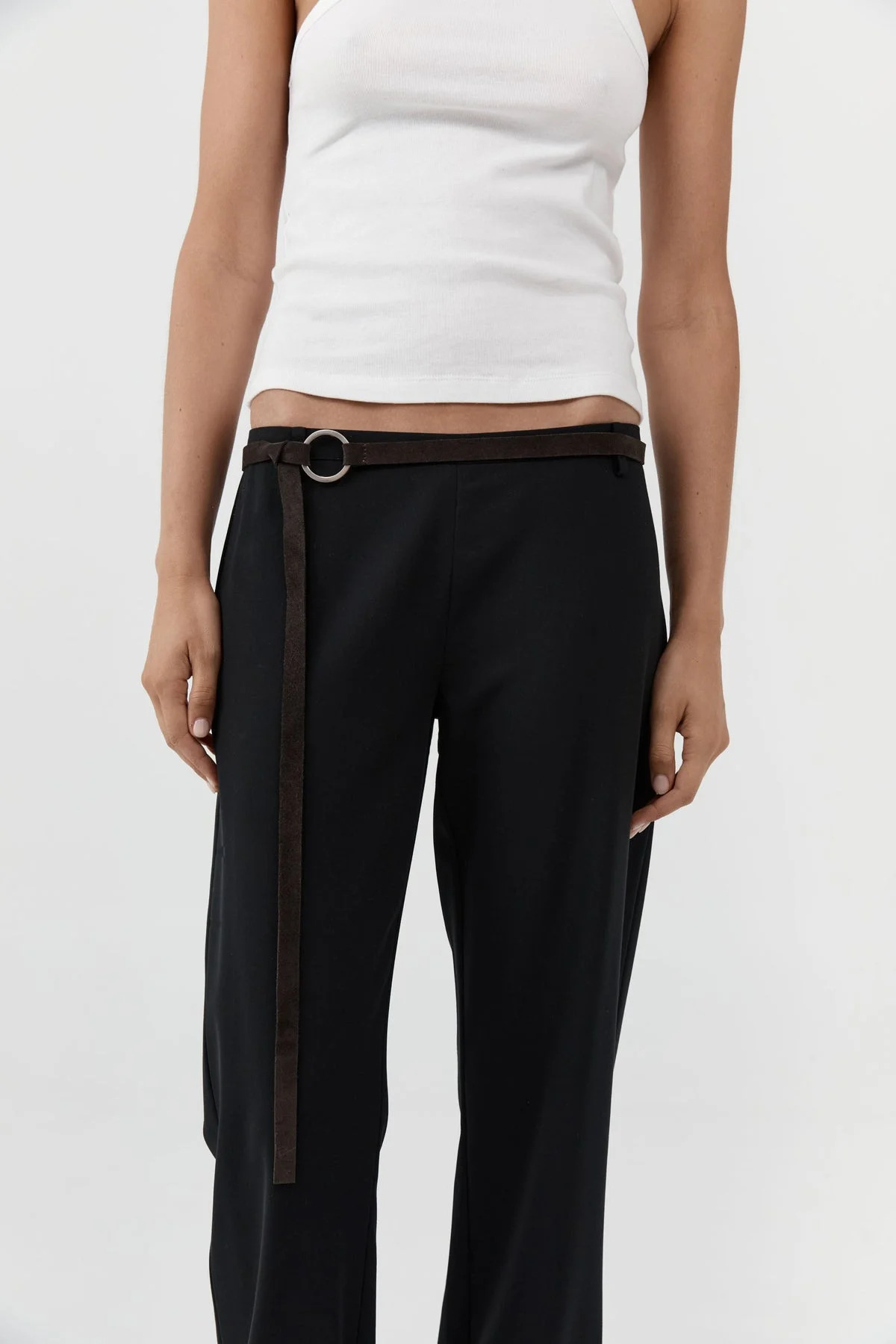 Suede Tie Belt - Coffee - 1