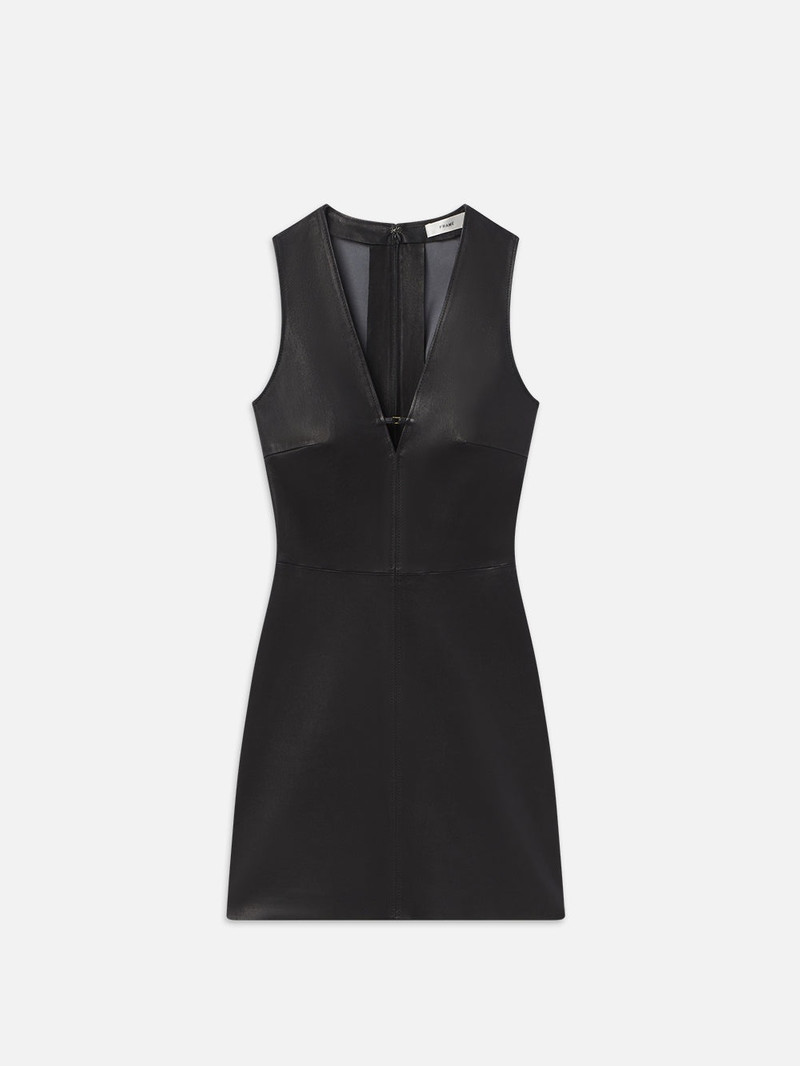 Leather Keyhole Dress in Black 1