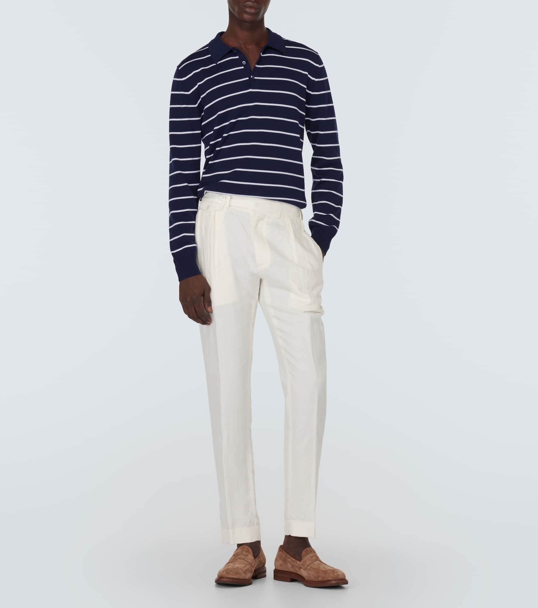 Striped cotton piqué polo shirt - 2