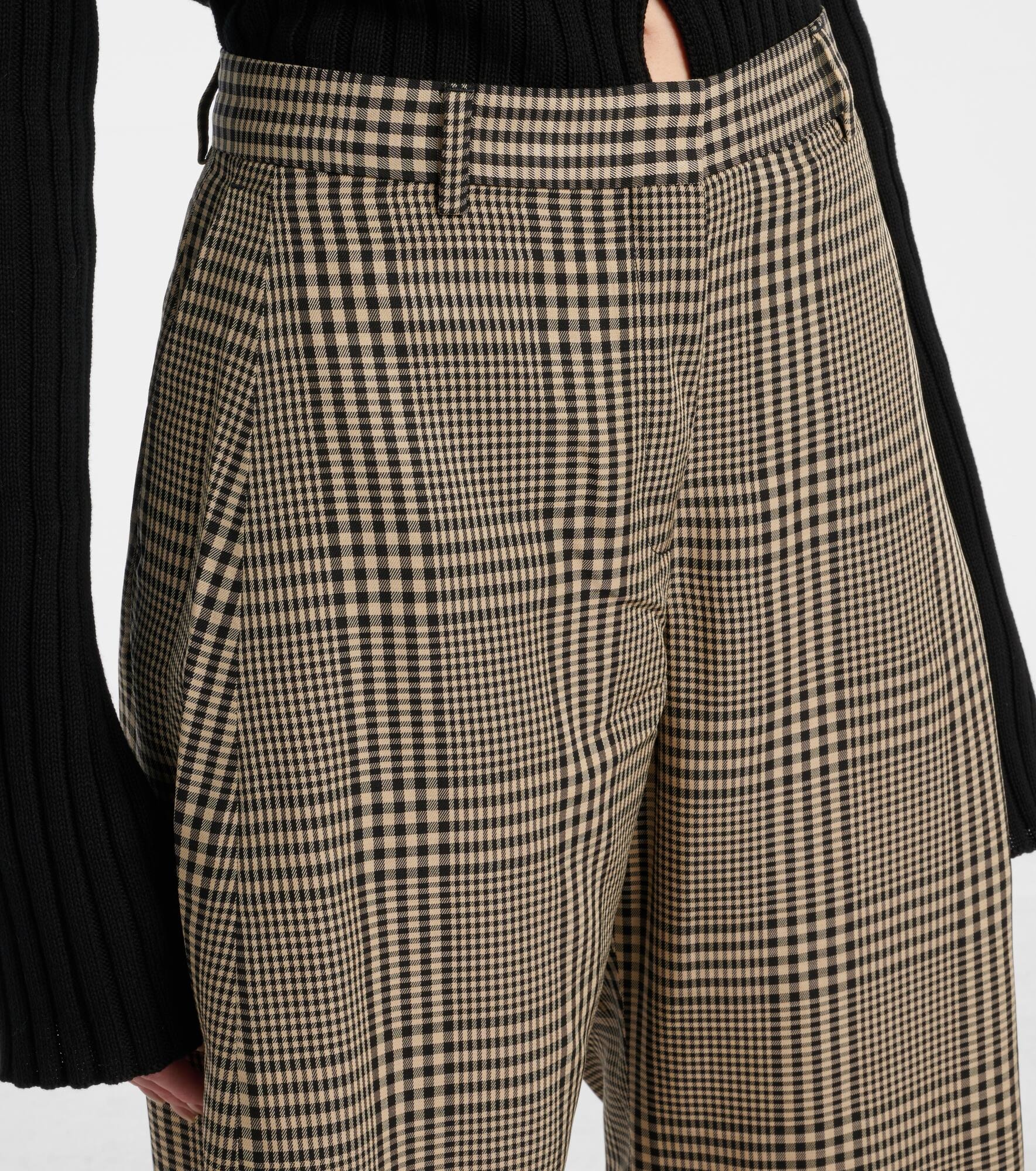 Plaid mid-rise barrel-leg pants - 4