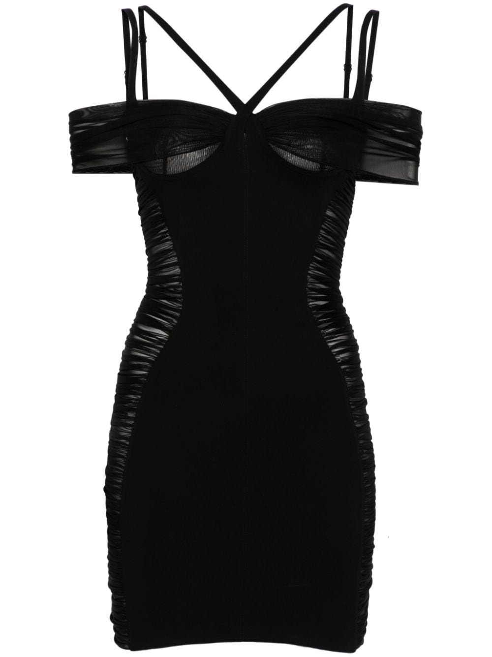 ruched panelled mini dress - 1