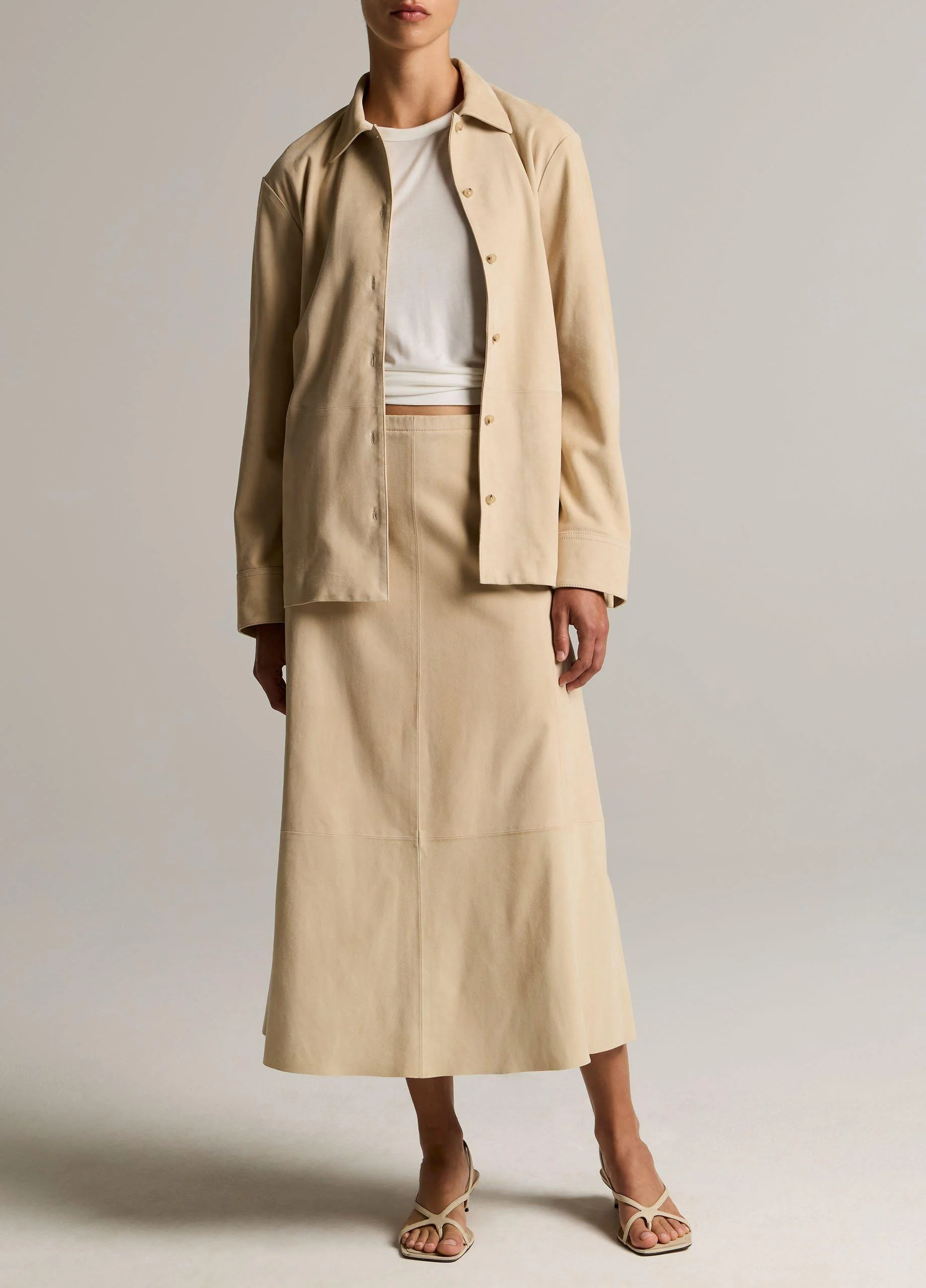 Suede Paneled Skirt - 1