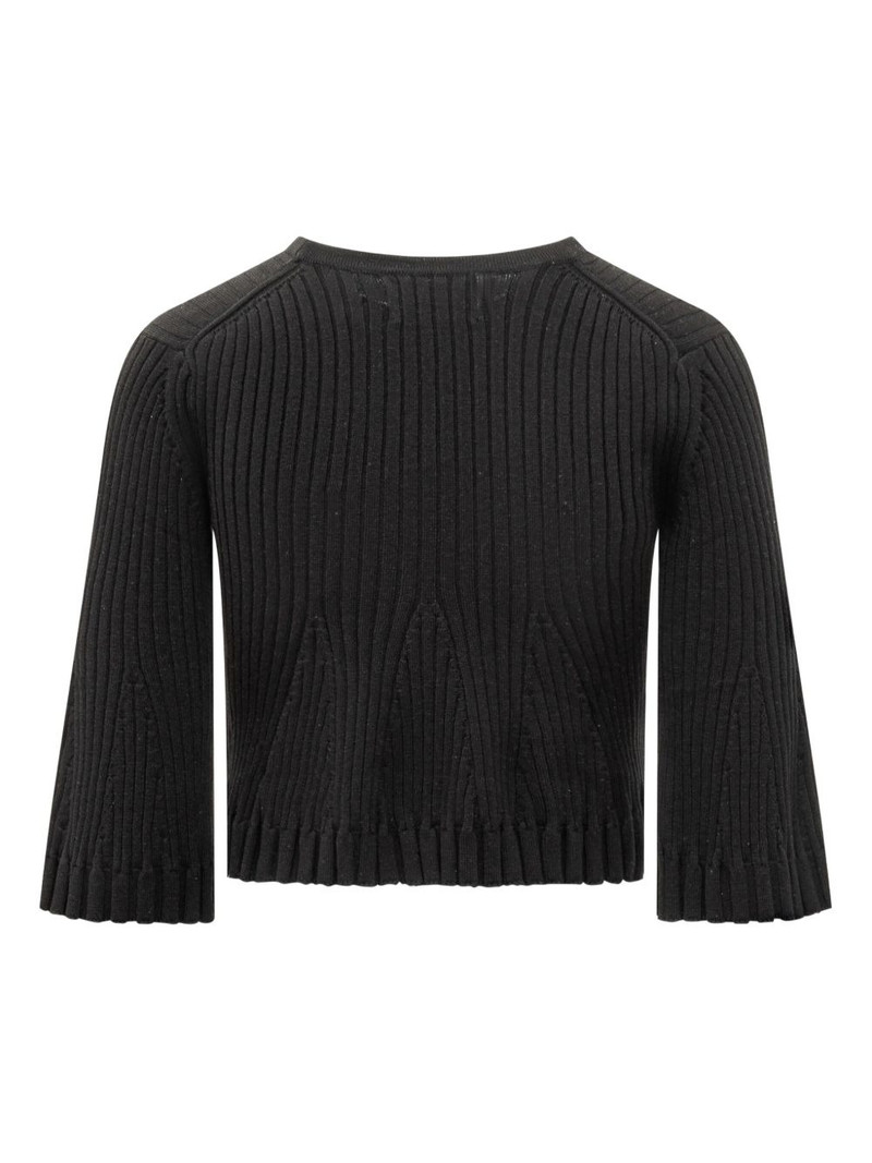 Loulou de Saison Ammi ribbed bell-sleeve knitted top outlook