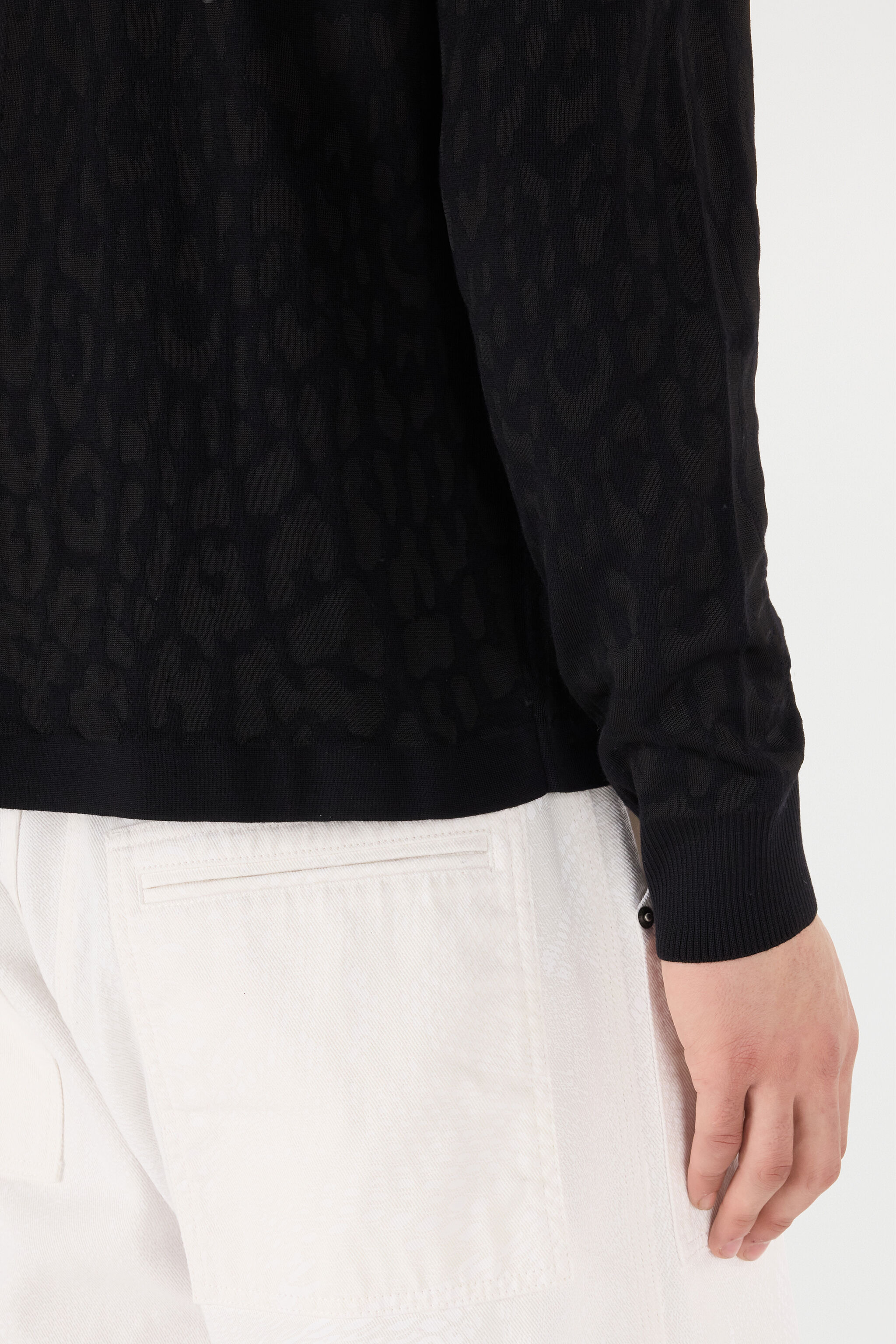 Jaguar Skin Long-Sleeved Knitted Polo - 6
