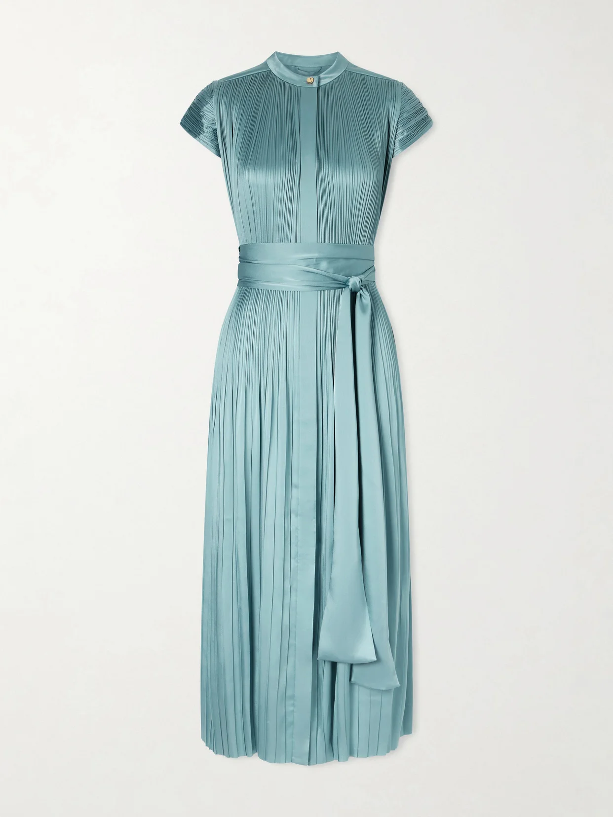 Phare Belted Plissé Satin Midi Dress - 1