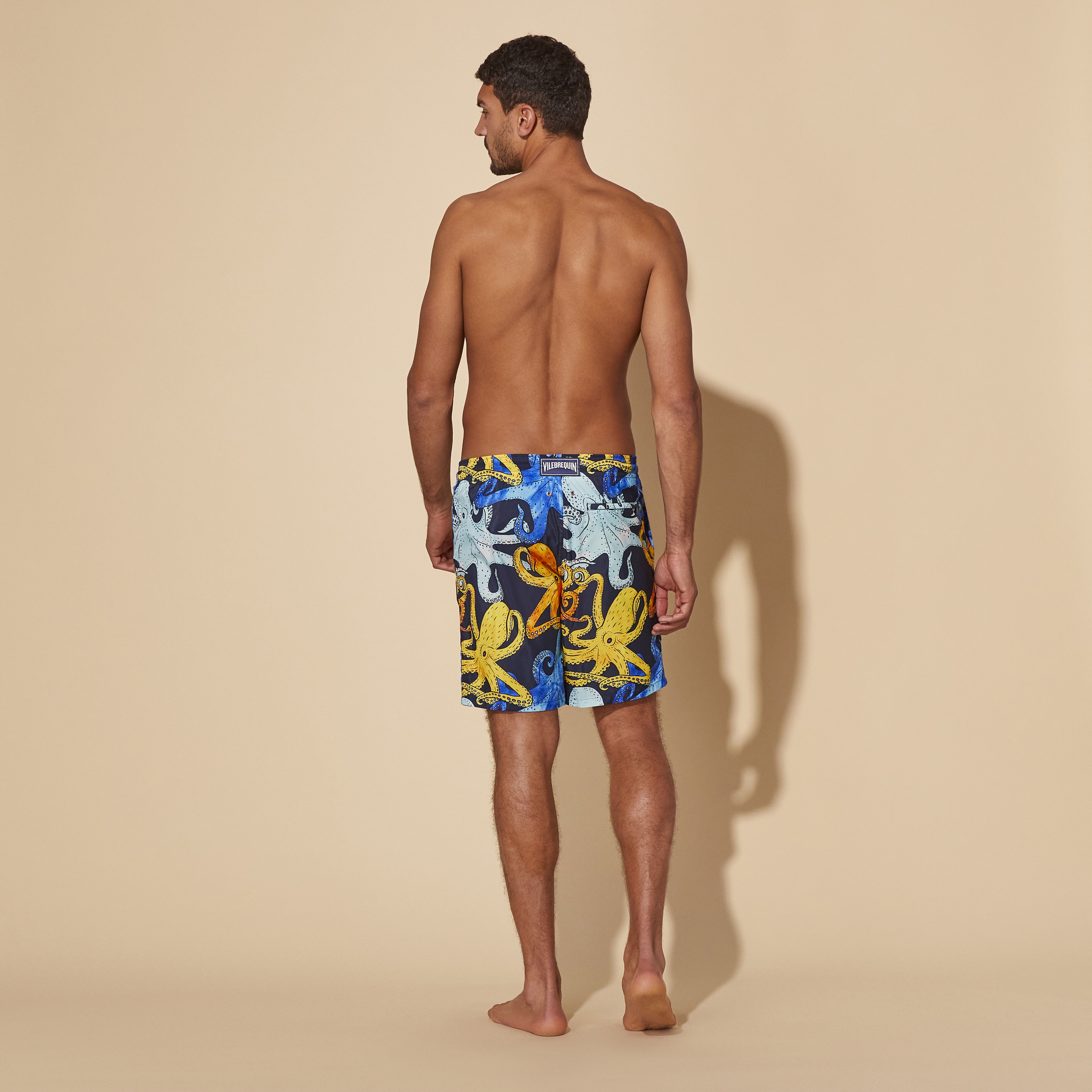 Men Long Swim Trunks Ultra-light and Packable Poulpes Aquarelle - 4