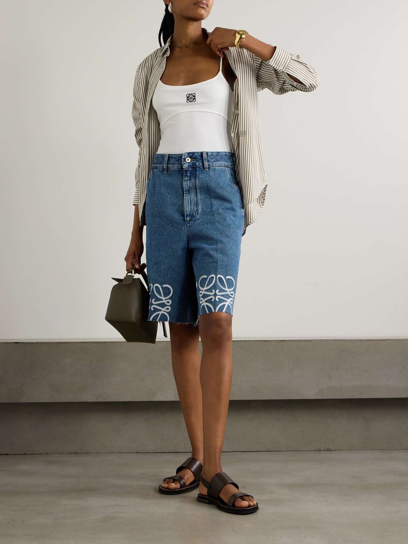 Anagram frayed denim shorts - 2