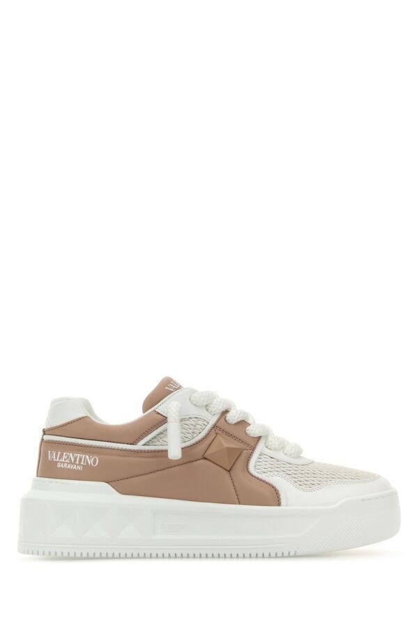 Valentino Garavani Woman Two-Tone Leather One Stud Xl Sneakers - 1