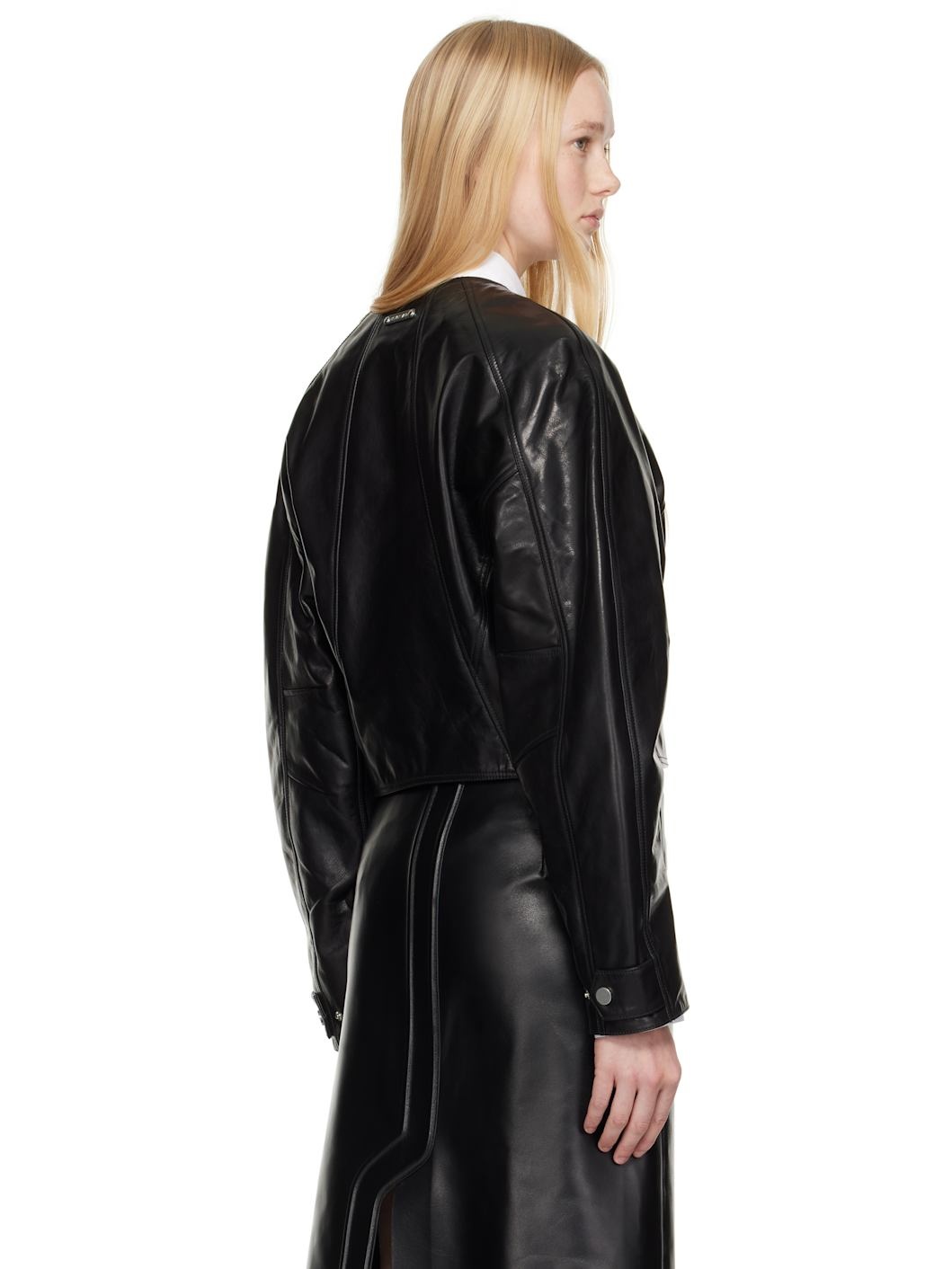 Black Articulated Leather Jacket - 3