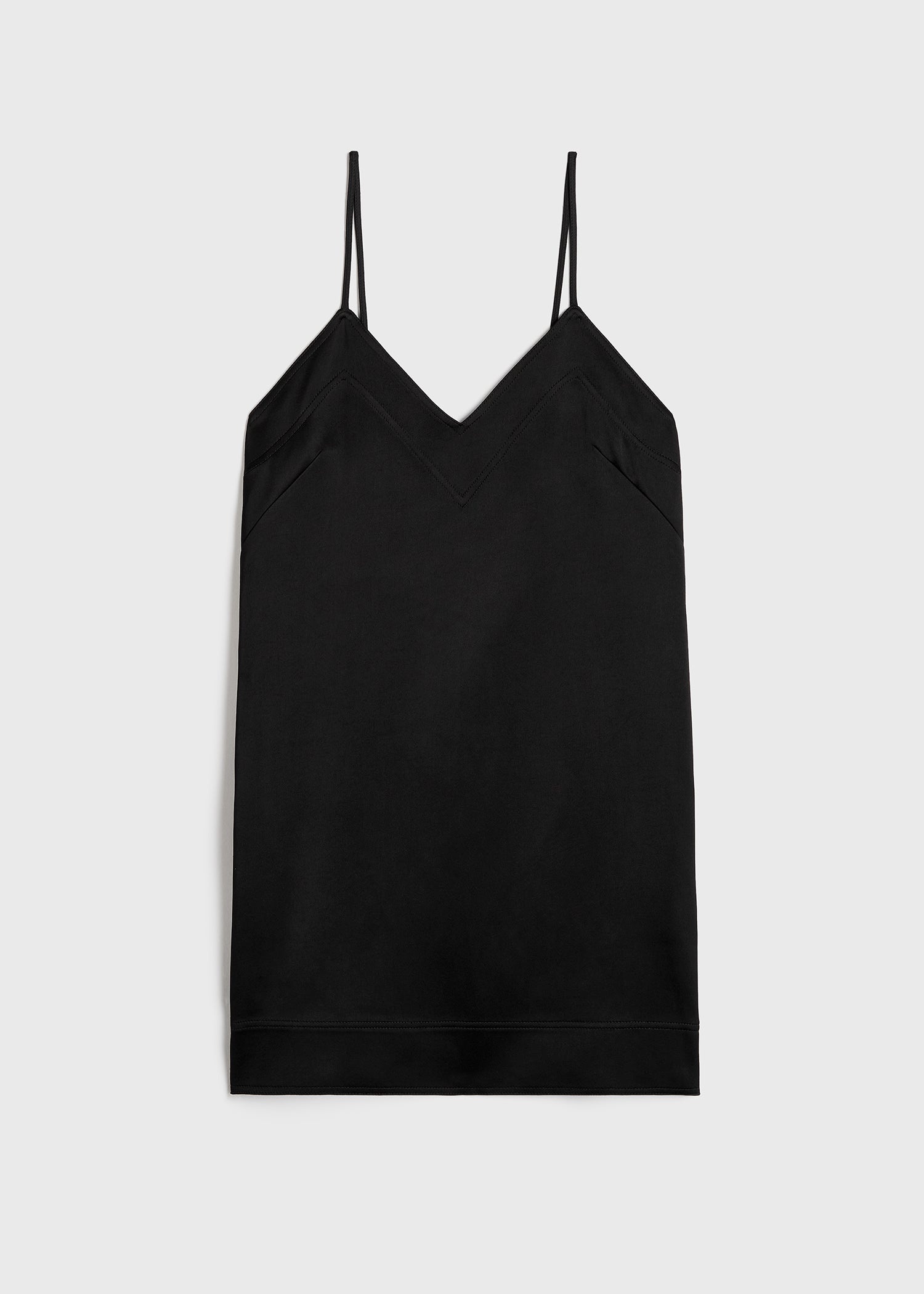 Contrast satin cami dress black - 1