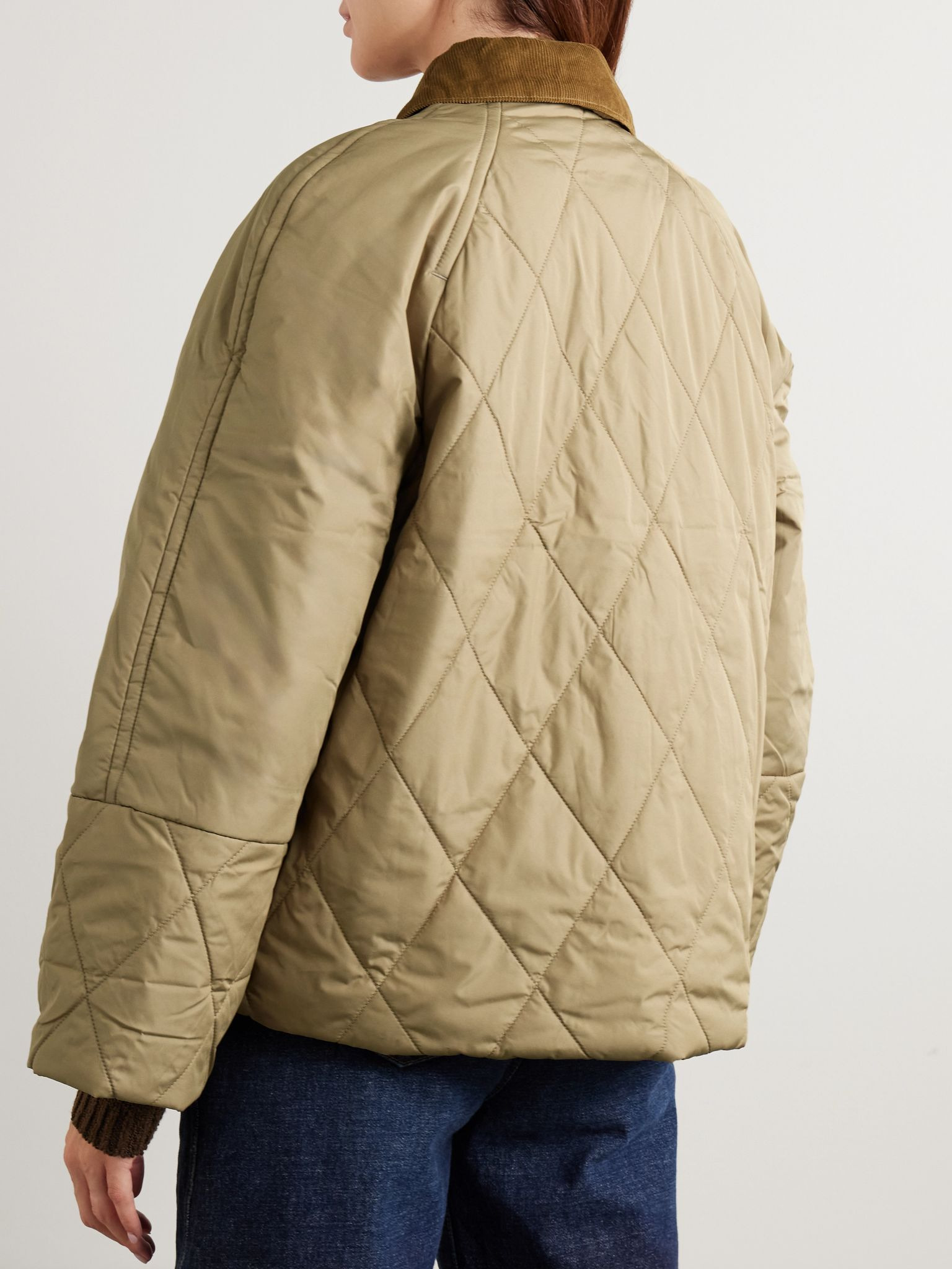 Martha cropped corduroy-trimmed quilted shell jacket Brown - 4