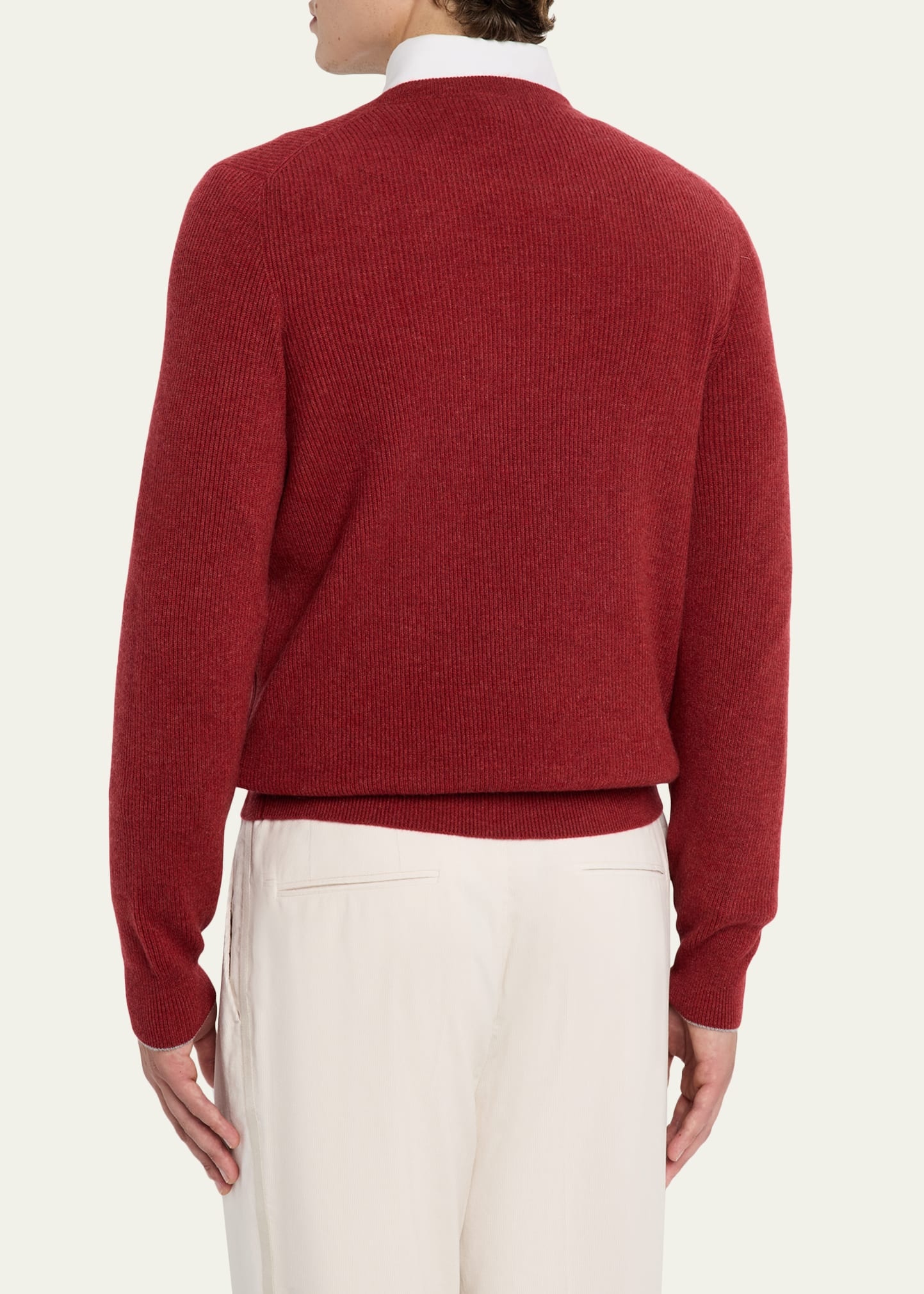 Men's Cashmere English Rib Crewneck Sweater - 3