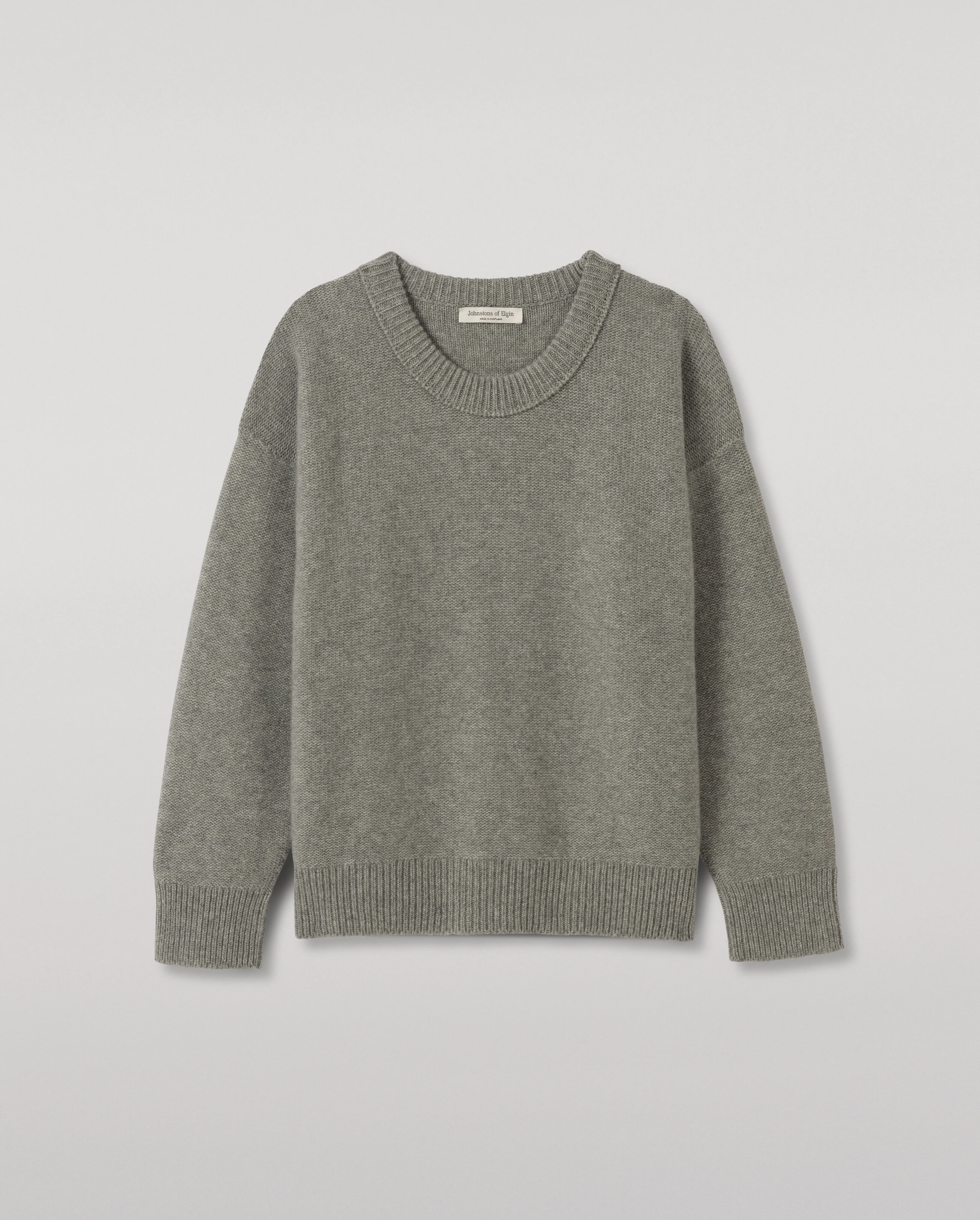 Maggie Reverse Stitch Grey Cashmere Jumper - 1
