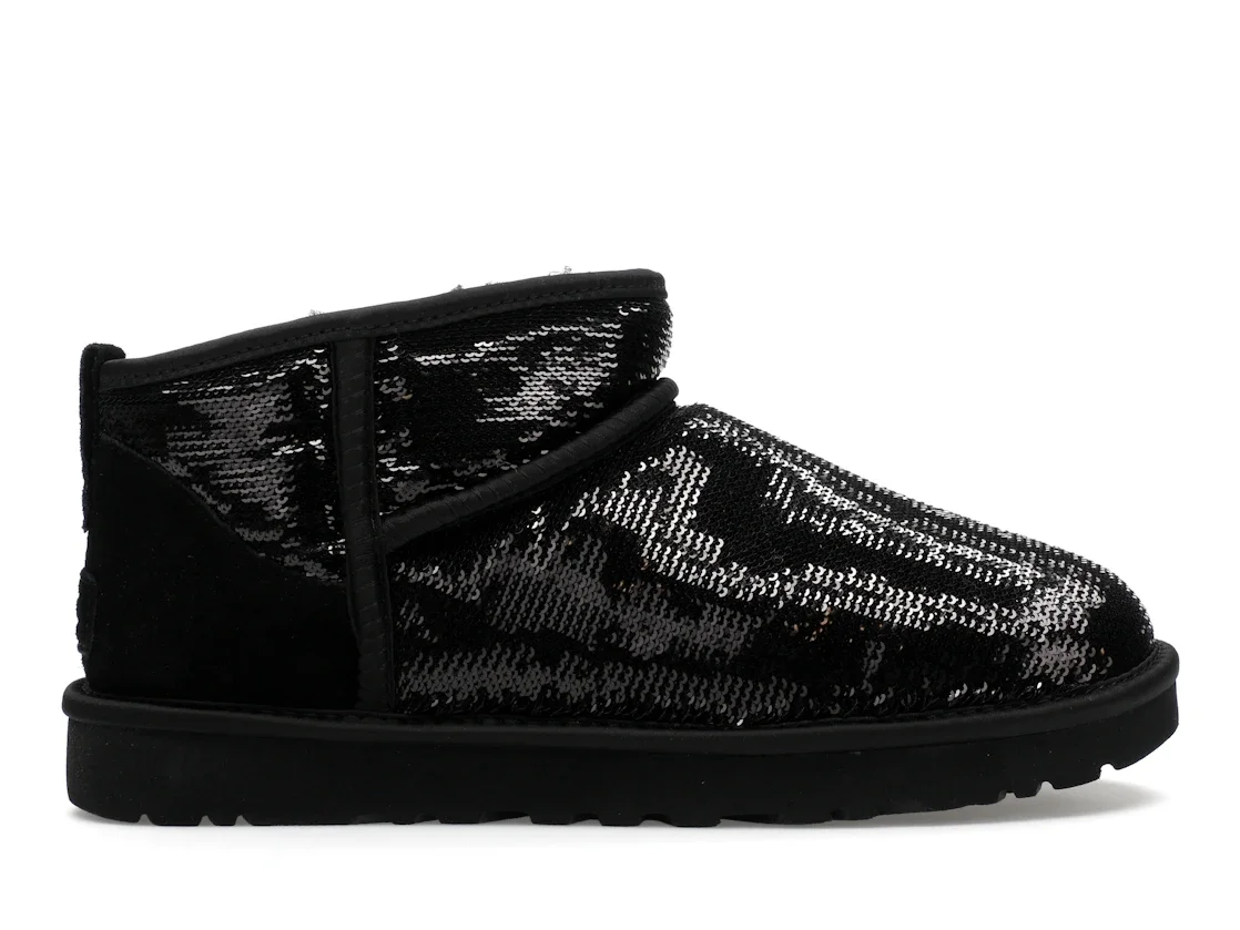UGG Classic Ultra Mini Boot Mirror Ball Black (Women's) - 1