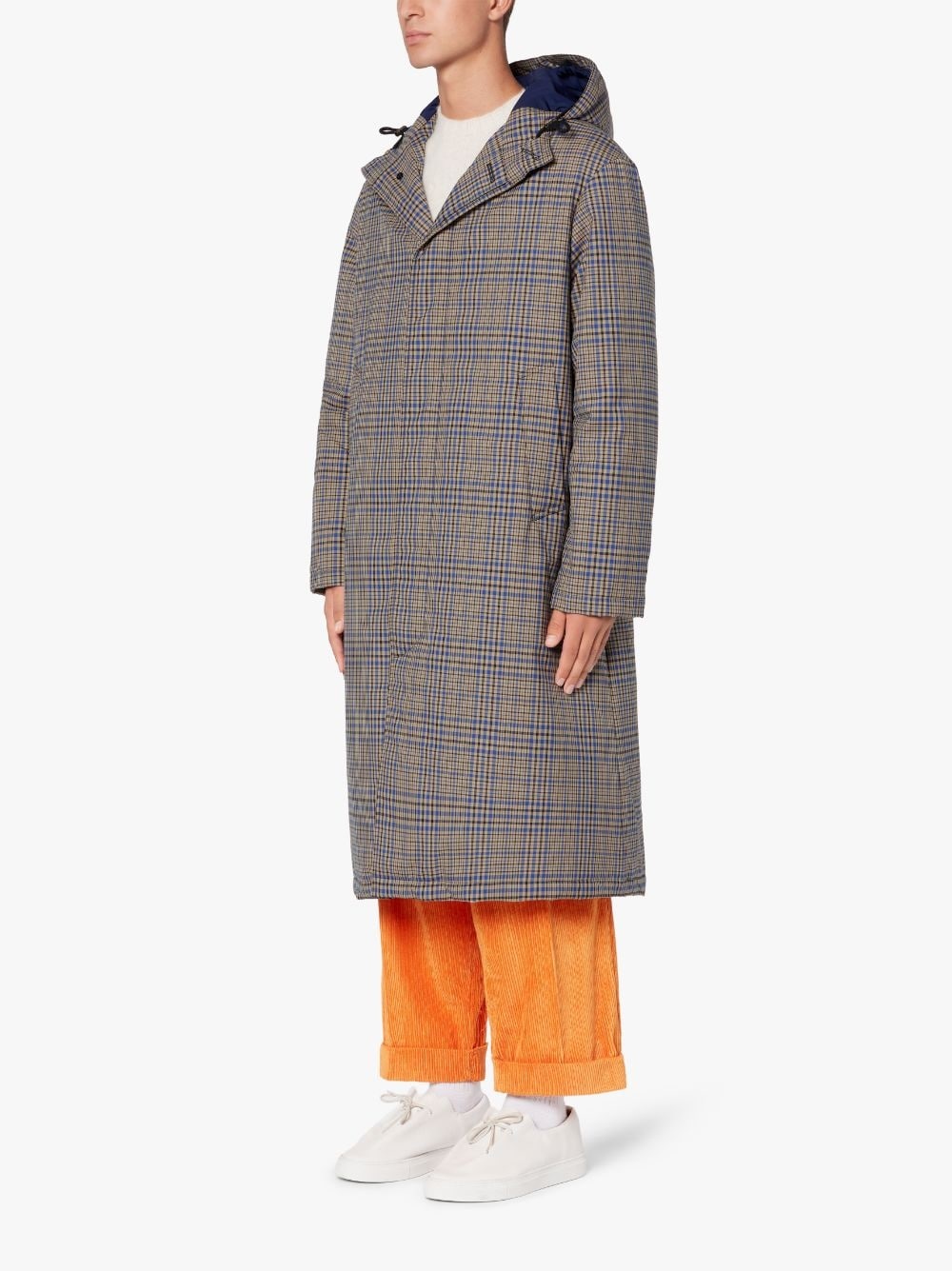 MILAN BLUE CHECK RAIN SYSTEM WOOL HOODED THINDOWN PARKA | PARKA GMF-300 - 4