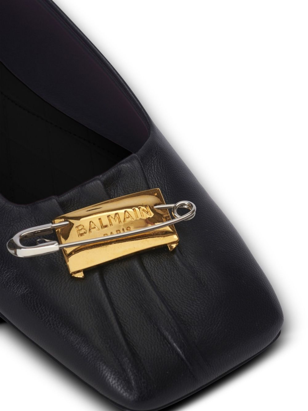 safety pin detail leather ballerinas - 5