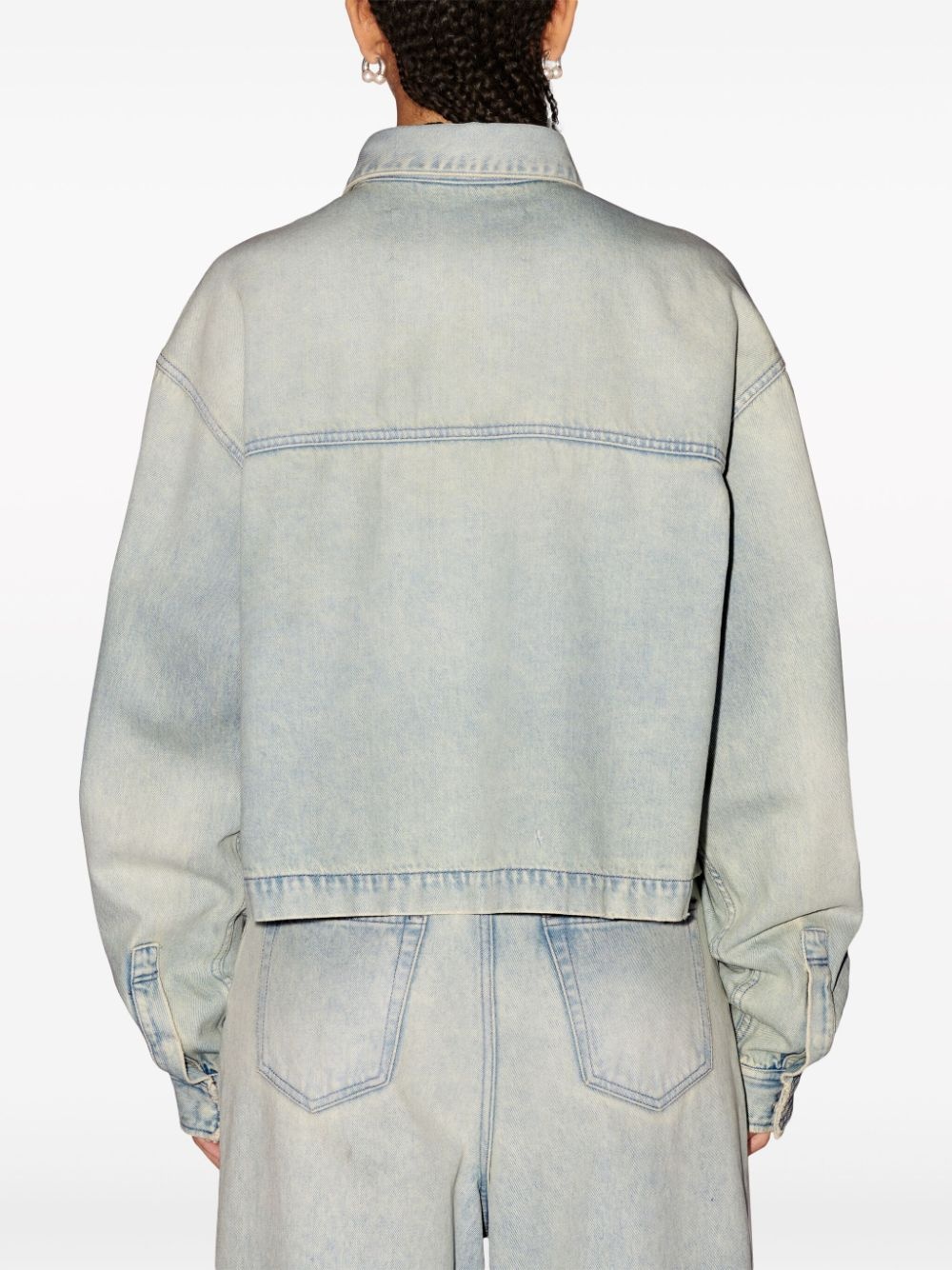 logo-appliquÃ© denim jacket - 5