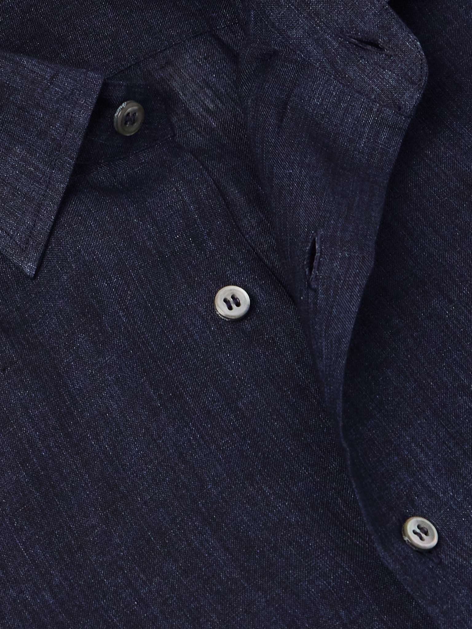 Button-Down Collar Linen Shirt - 5