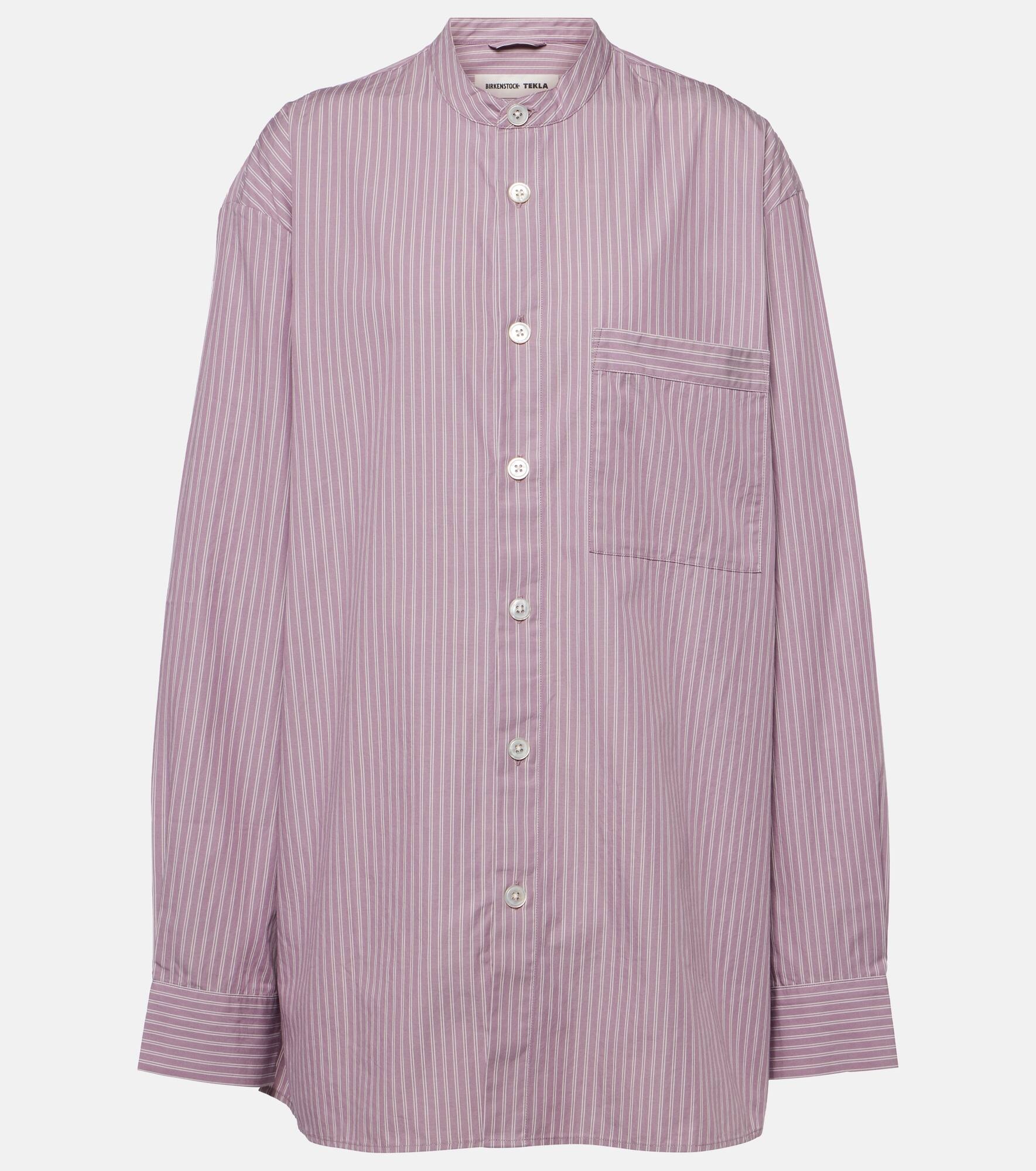 x Tekla striped cotton pajama shirt - 1