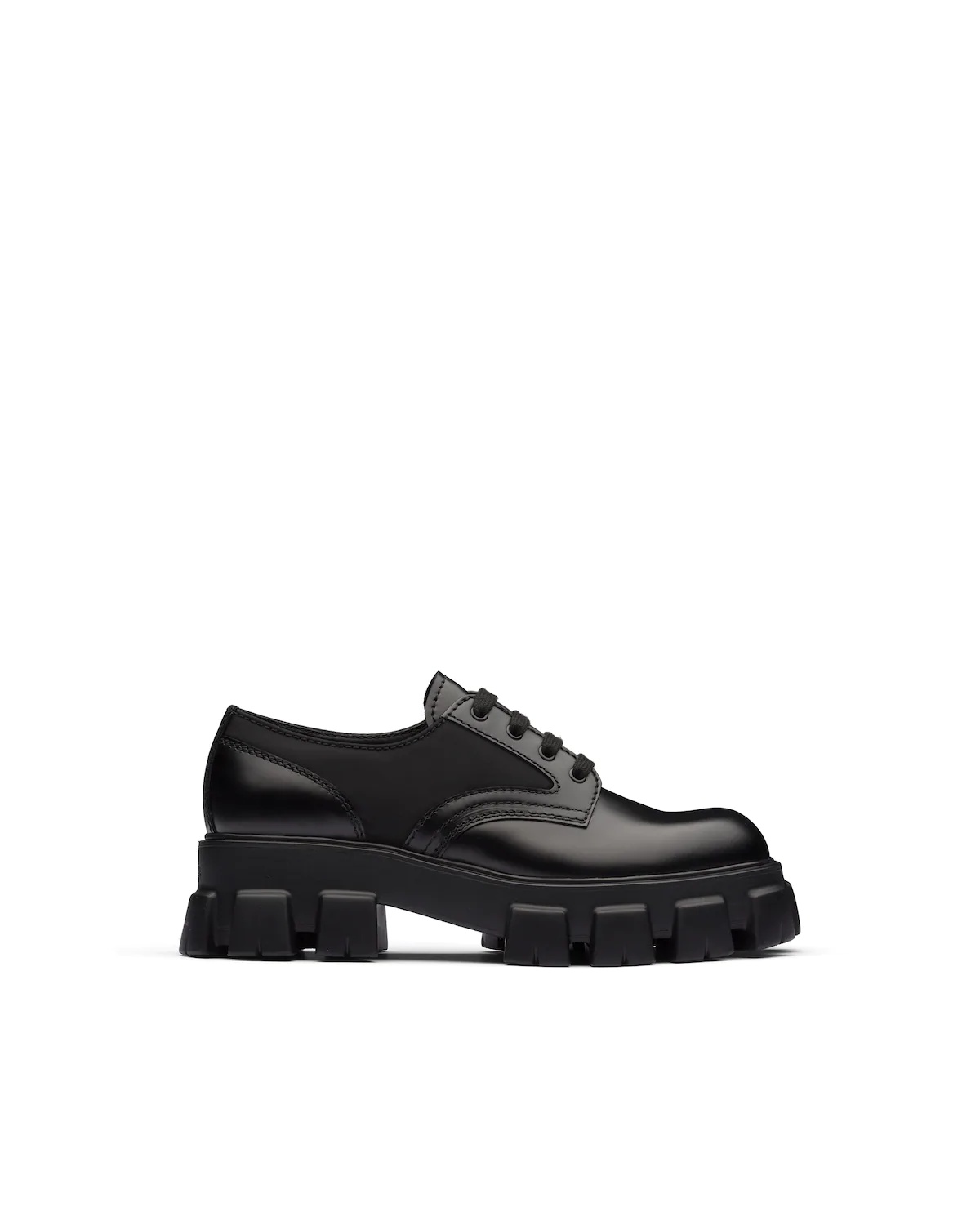 Prada Monolith brushed leather and nylon lace-up shoes - 1