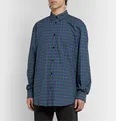 Oversized Button-Down Collar Logo-Print Checked Cotton-Poplin Shirt - 10