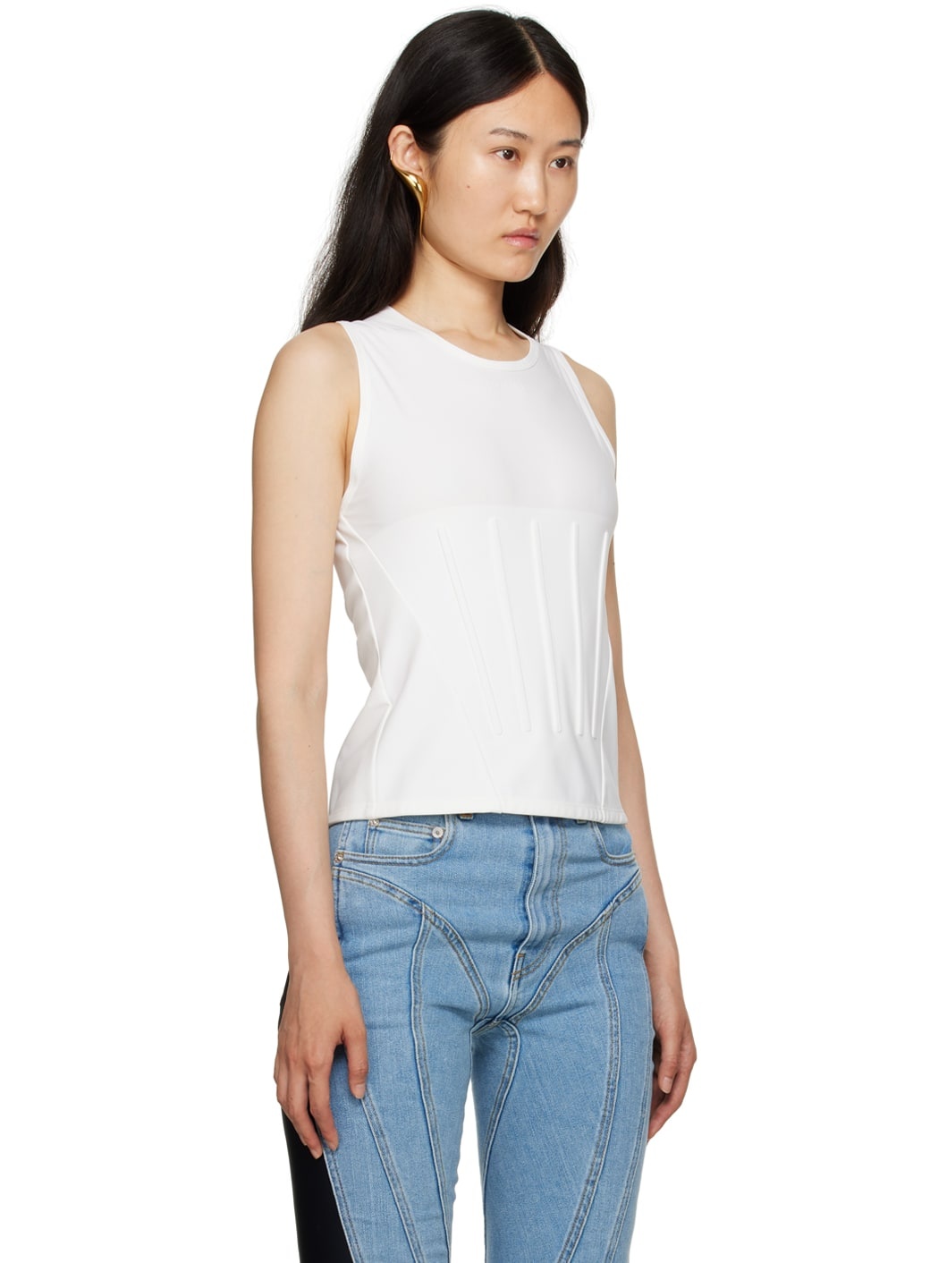 White Embossed Tank Top - 2