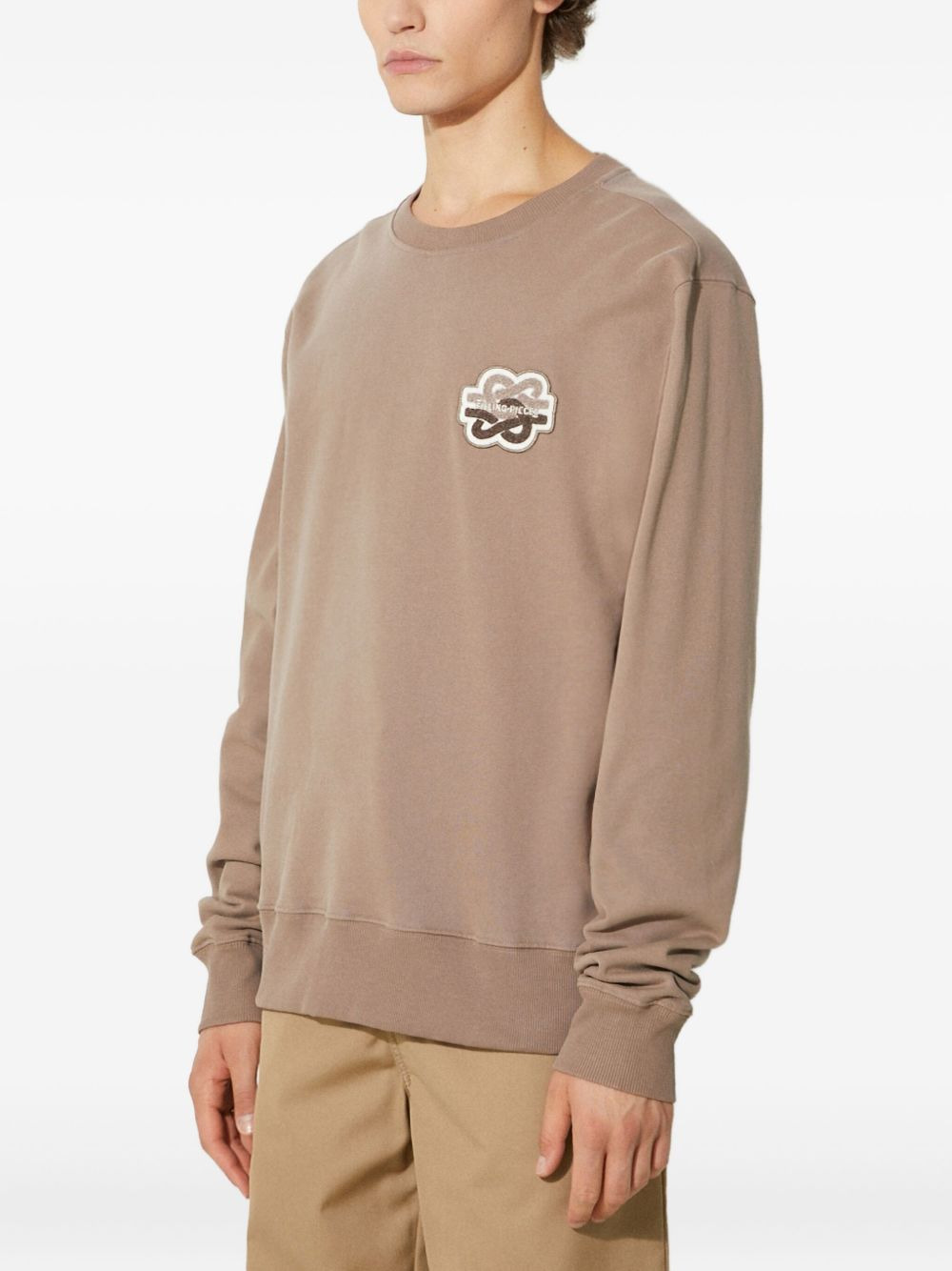 embroidered-patch cotton sweatshirt - 3