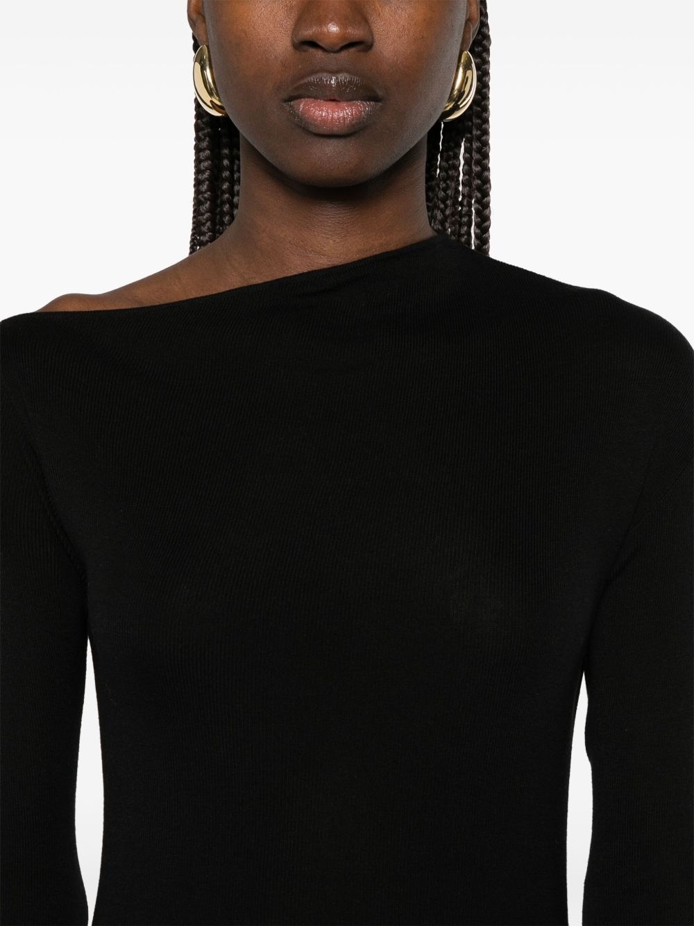 asymmetric fine-knit midi dress - 5