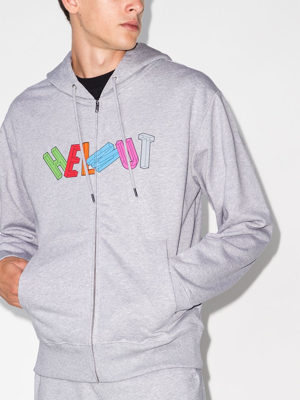 3D logo zipped hoodie - 2