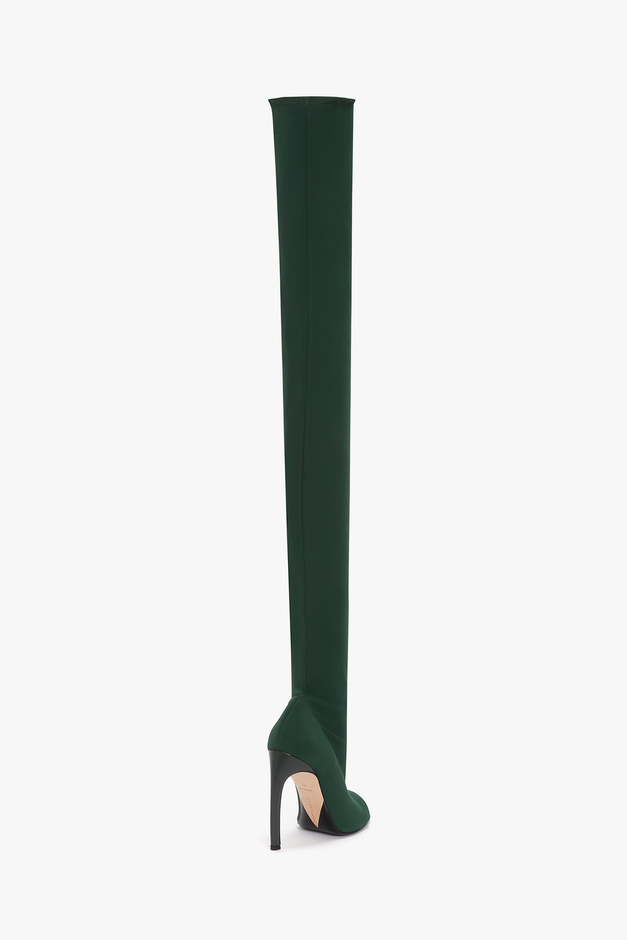 Over The Knee Open Toe Boot In Dark Green - 3