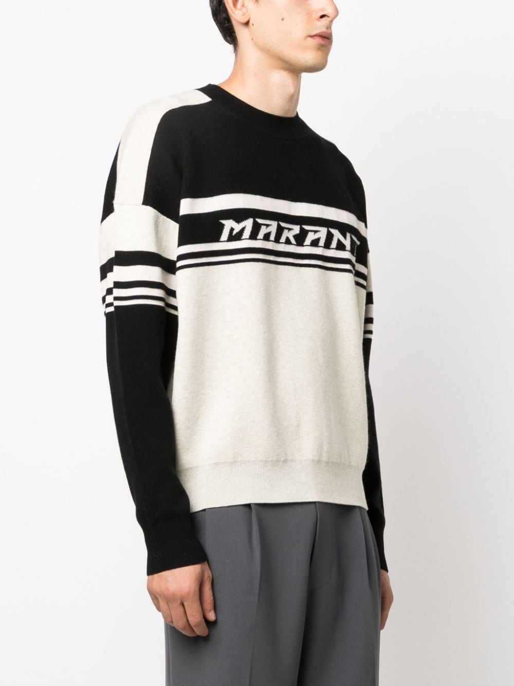 intarsia knit-logo stripe-detail jumper - 3