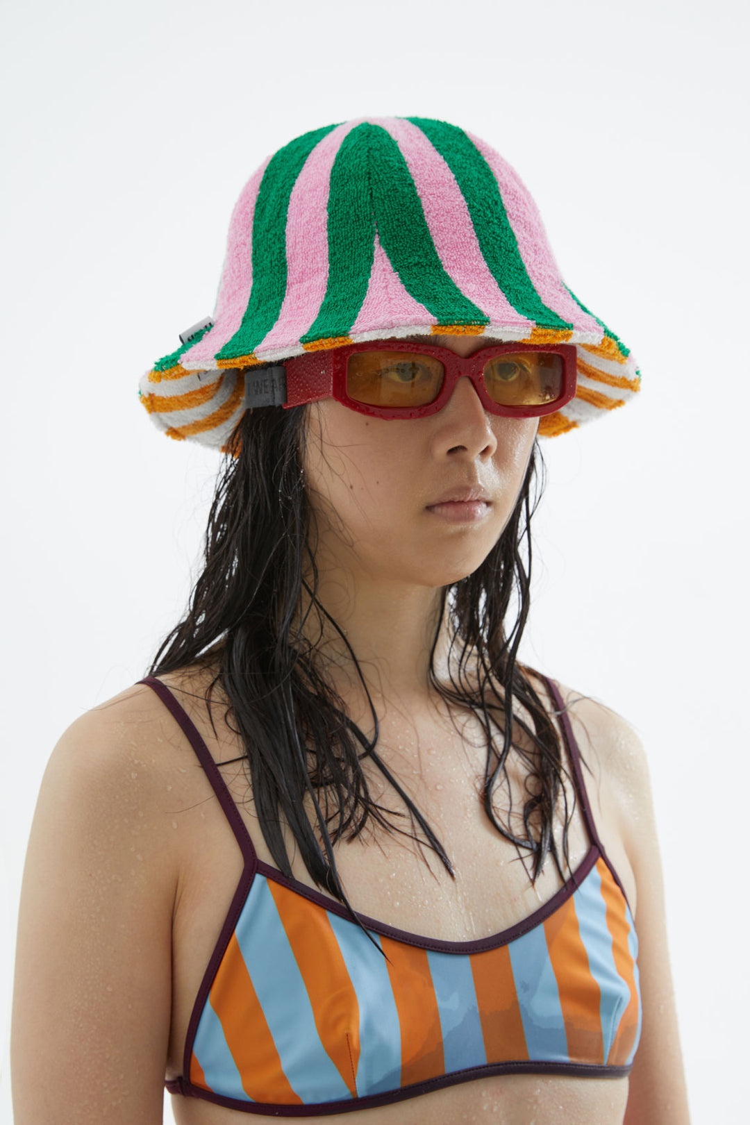 ORANGE & WHITE STRIPED COTTON HAT - 3
