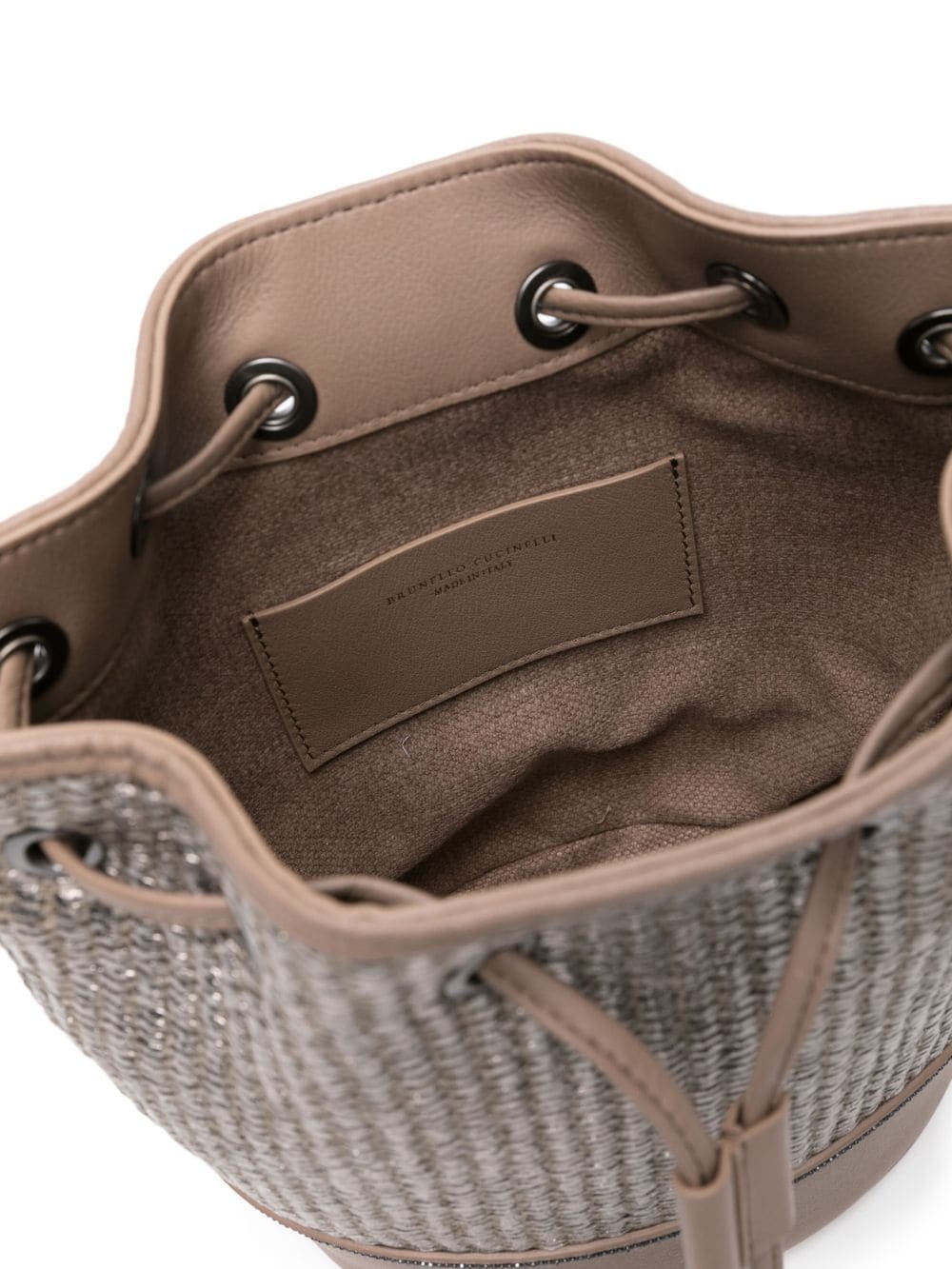 metallic raffia bucket bag - 4