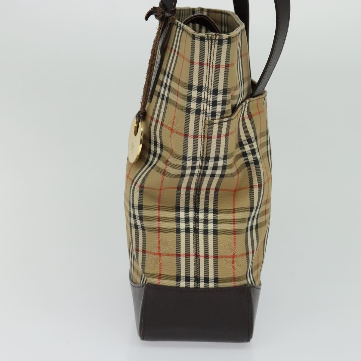 Burberry Nova Check Shoulder Bag Canvas Leather Beige Brown Gold - 5