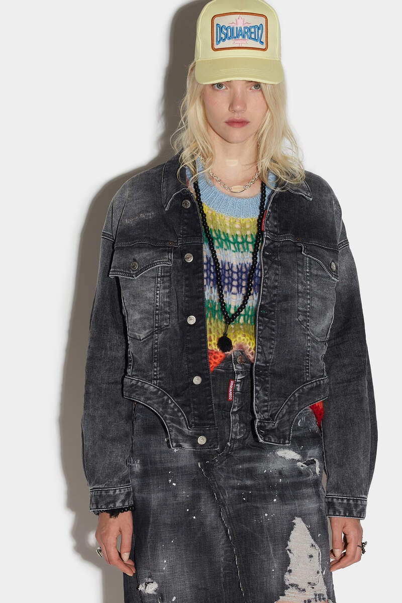 BLACK ROSE WASH RAW CUT JEAN JACKET - 3
