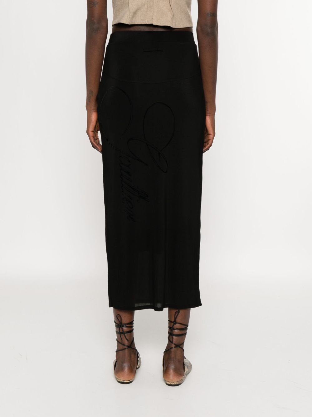 flocked-logo midi skirt - 4