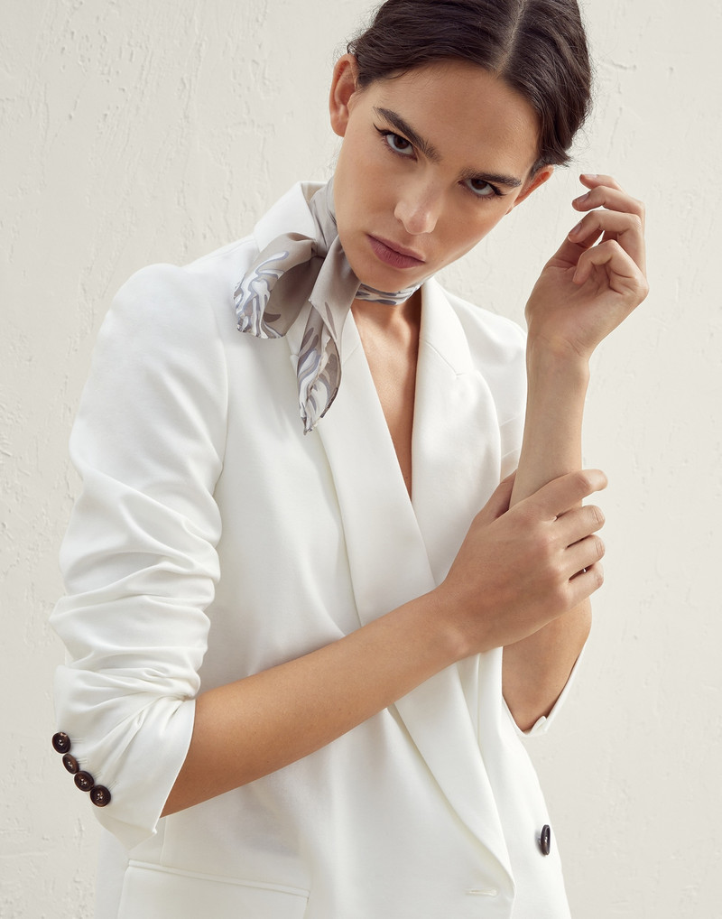 Stretch cotton couture interlock blazer with monili 4
