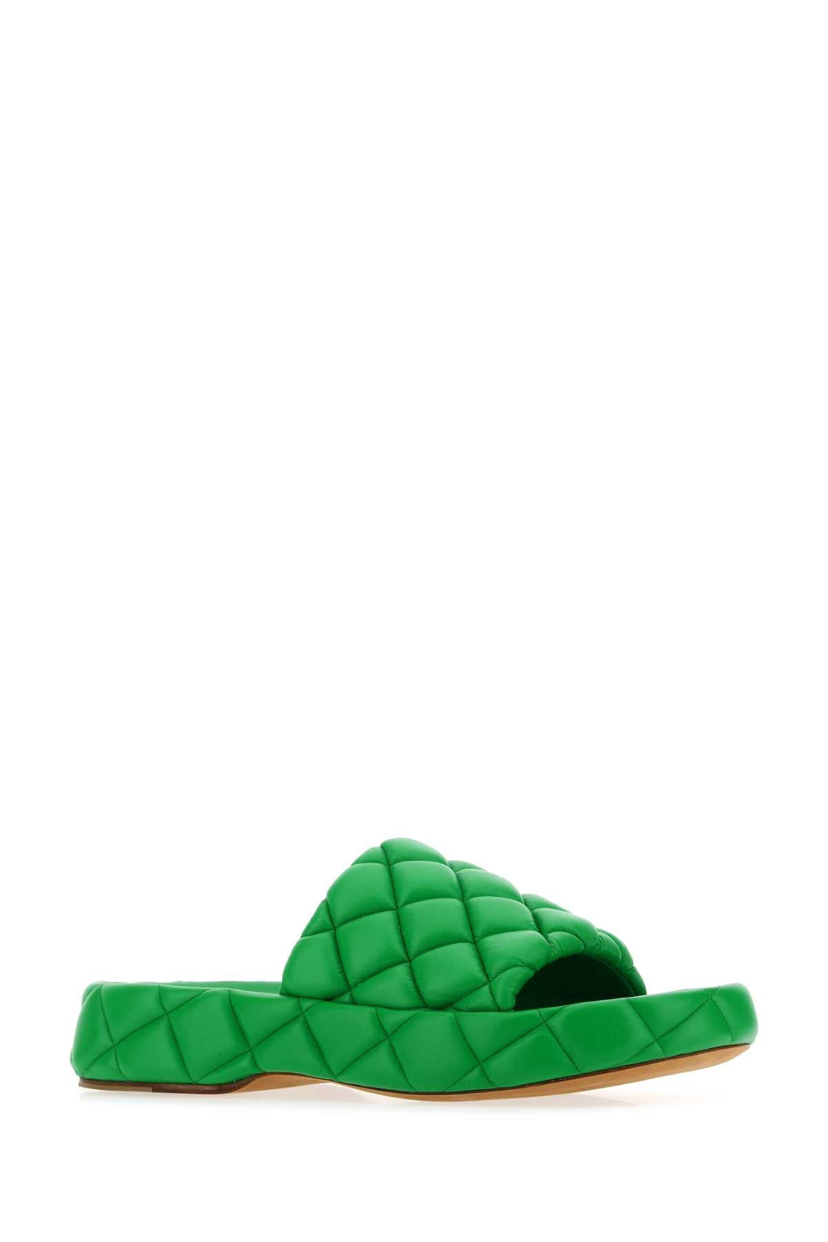 Bottega Veneta Women Grass Green Leather Padded Sandals - 2