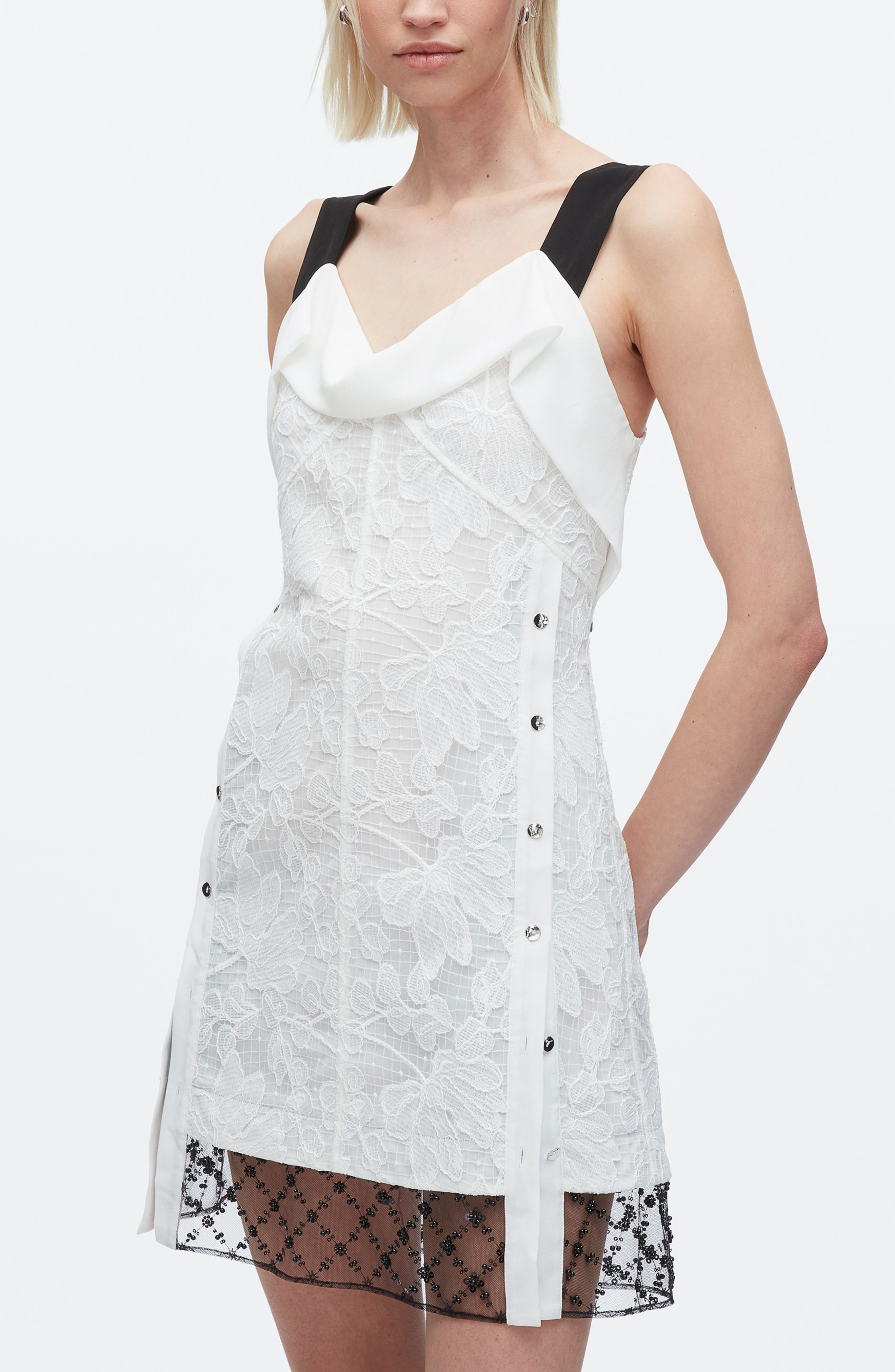 3.1 Phillip Lim Sleeveless Corded Lace Minidress in White-Black at Nordstrom - 4