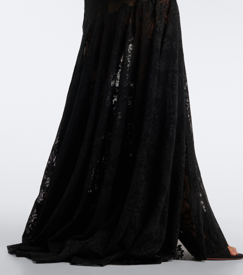 Ruched semi-sheer lace gown 4
