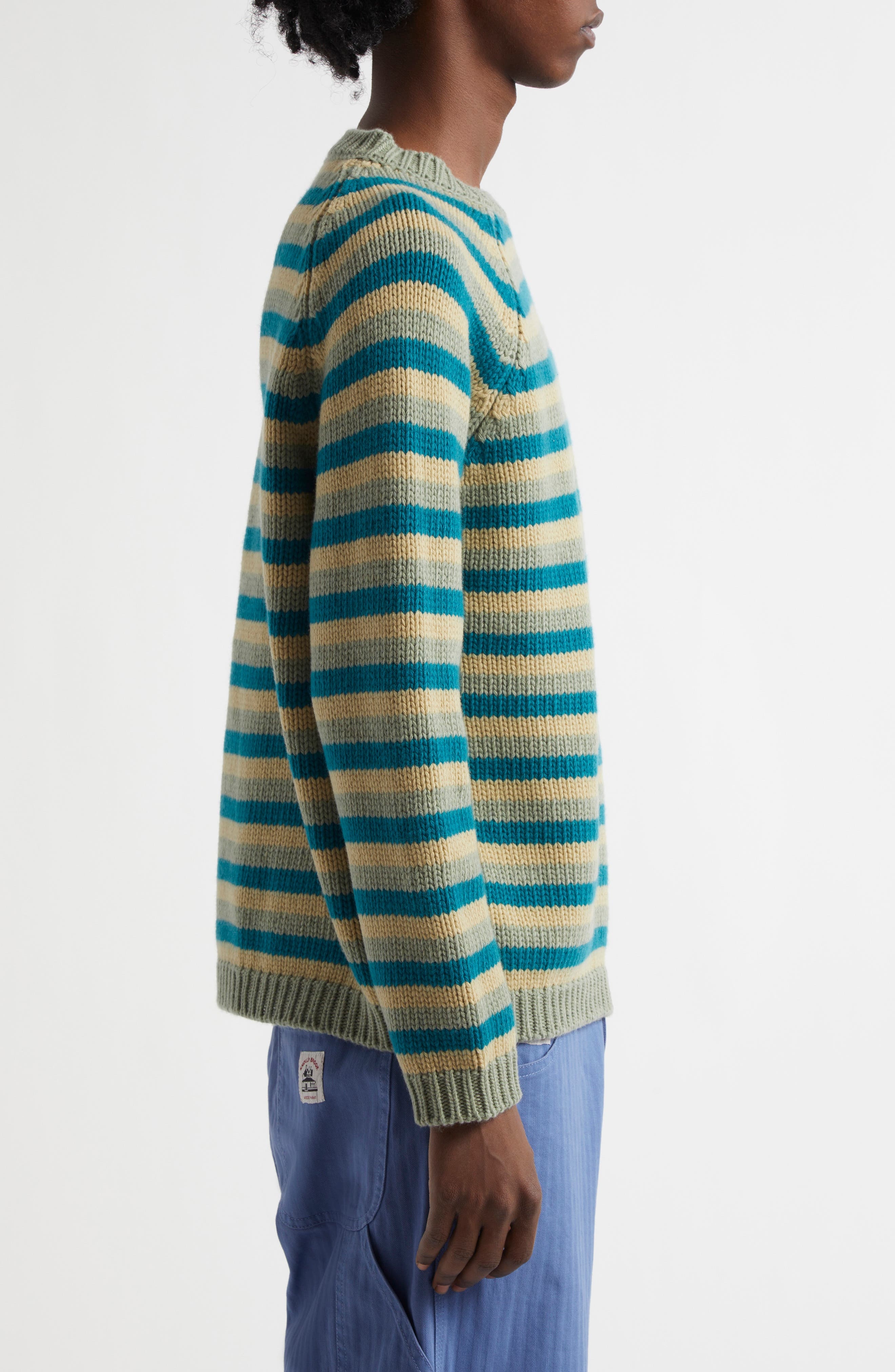 Bode Mossy Glen Wool Crewneck Sweater in Green Multi at Nordstrom - 3