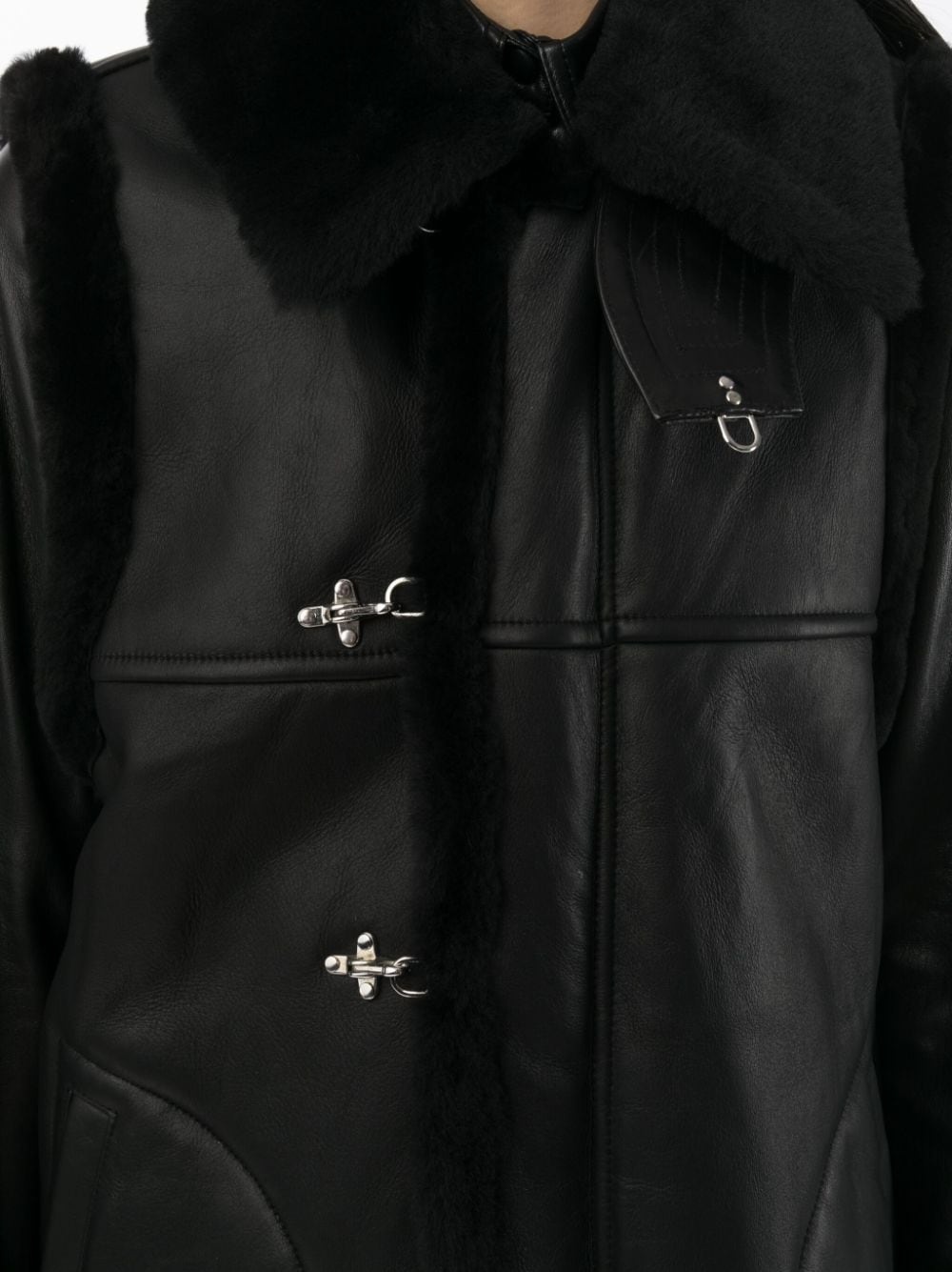 long-length leather coat - 5