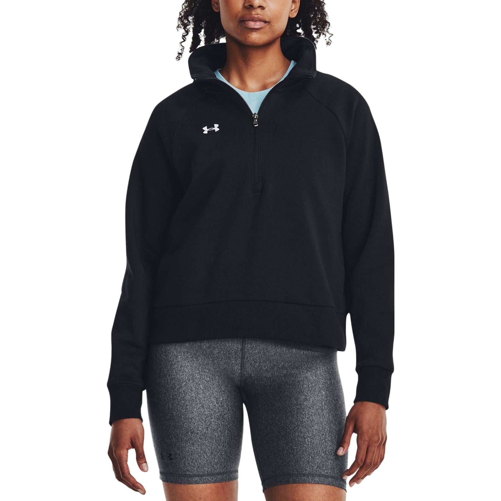 (WMNS) Under Armour Rival Fleece 1/2 Zip Sweatshirt 'Black' 1379492-001 - 5