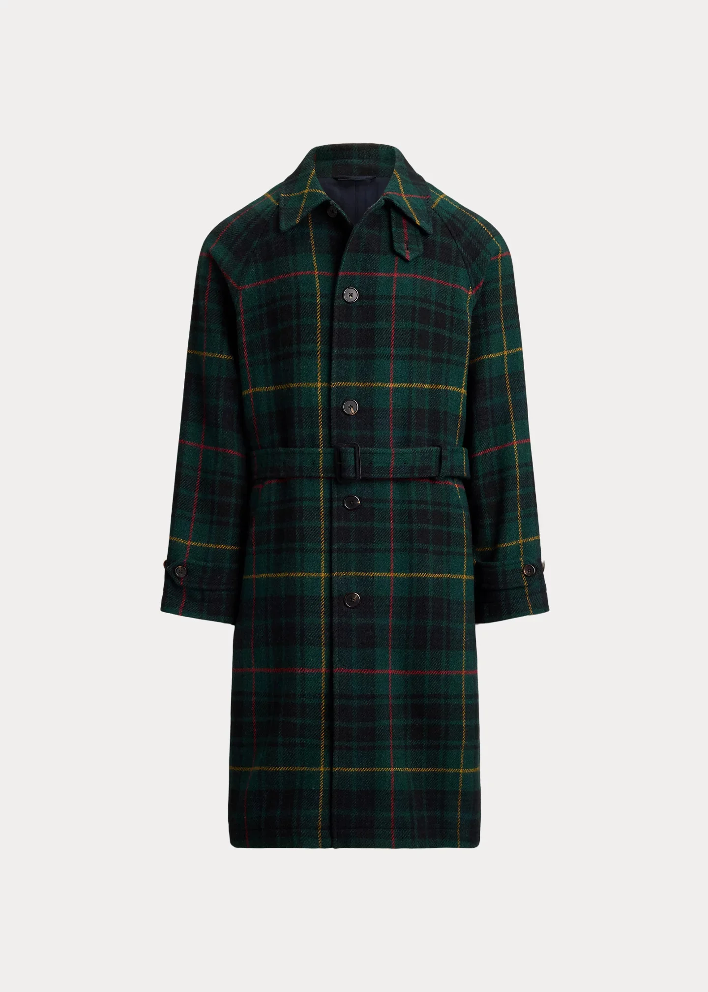 Plaid Tweed Balmacaan Coat - 1