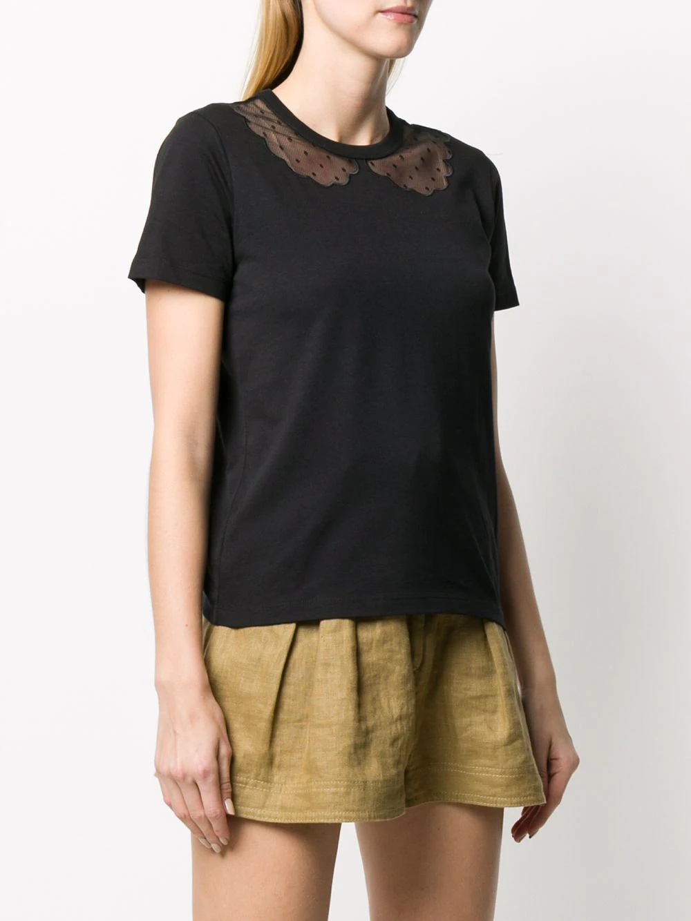 lace detail t-shirt - 3